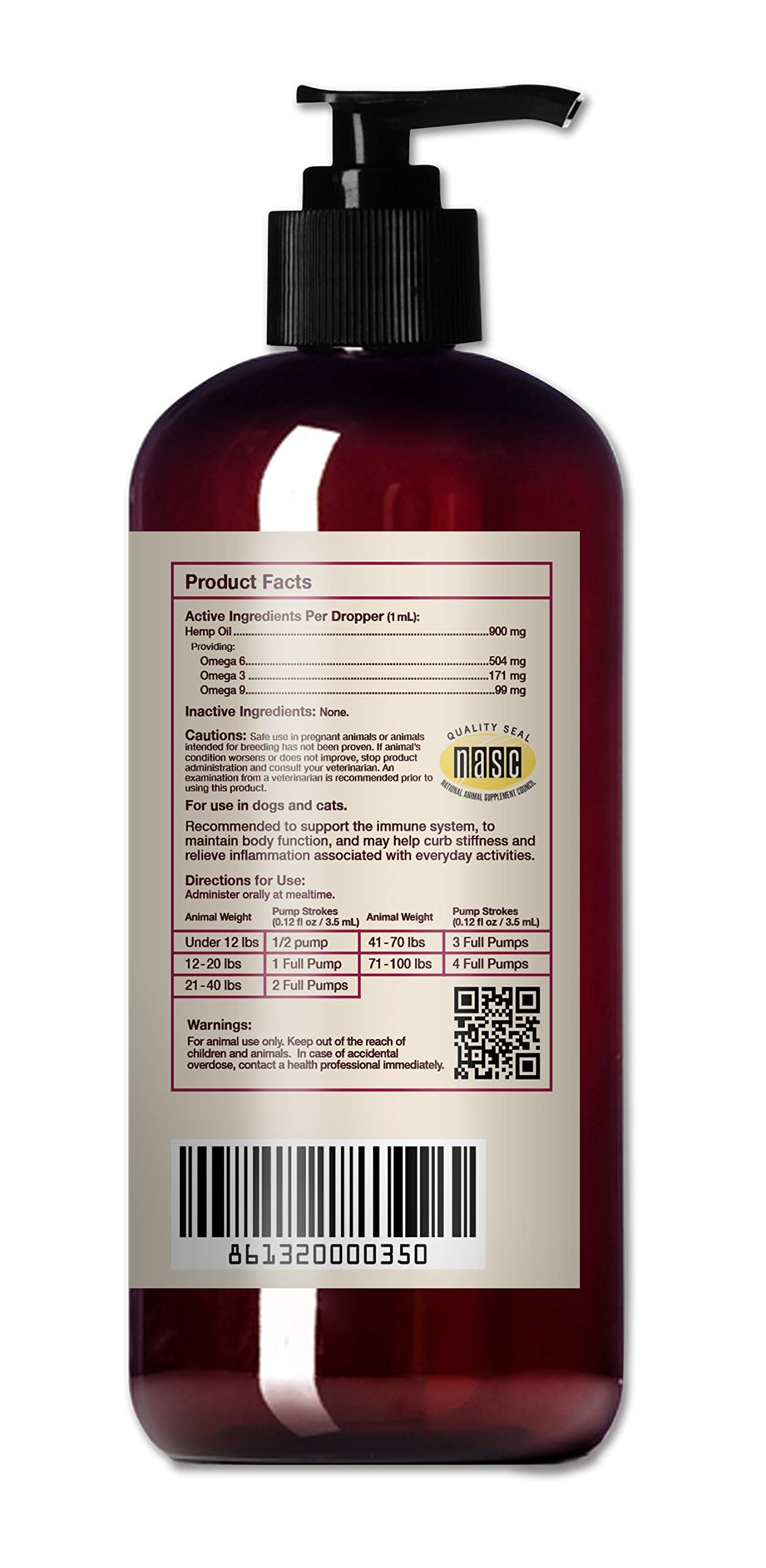 Hemp Well Thrive Oil for Dogs and Cats – Supports Hip, Joint, and Heart Health, Promotes Immune System, and Promotes Healthy Skin from Seasonal Allergies, Organically Sourced - 16 Ounces