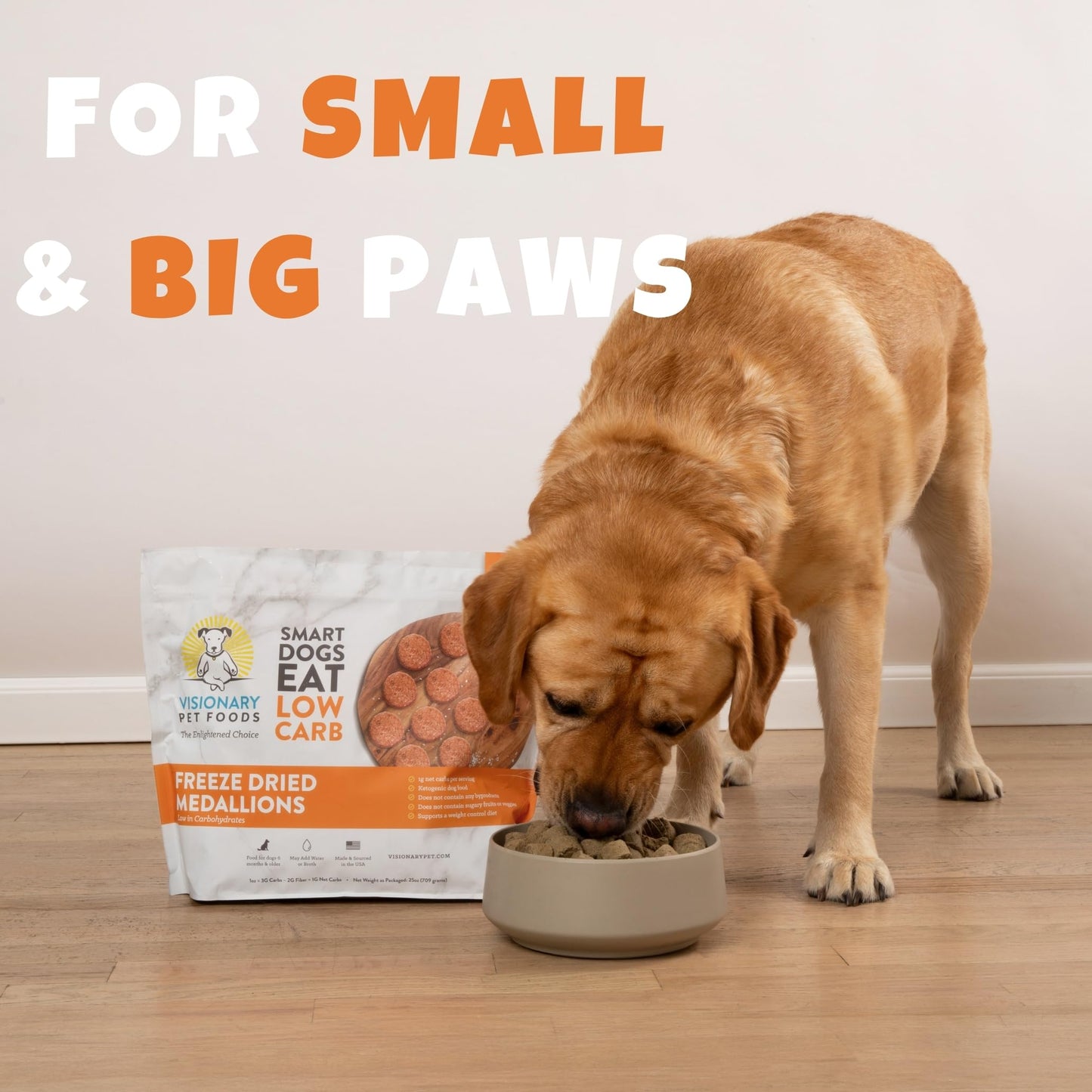 Visionary Pet Foods Chicken Freeze Dried Dog Food, Healthy Training Treats for Puppy or Large Dogs, High Protein, Low Carb, Grain Free, Weight Control, Single Ingredient No Additives, Value Size 25oz