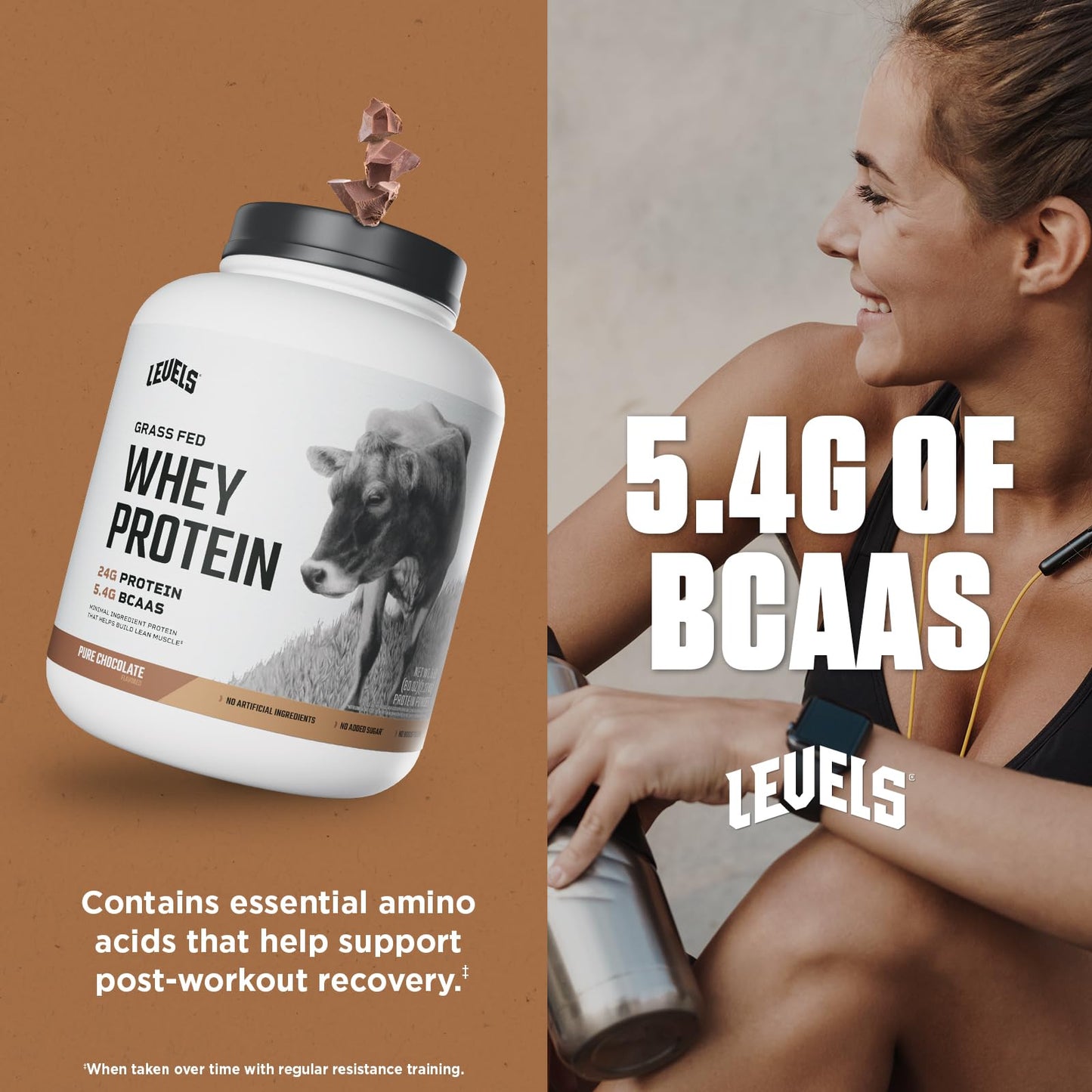Levels Grass Fed Whey Protein Powder, No Artificials, 24G of Protein