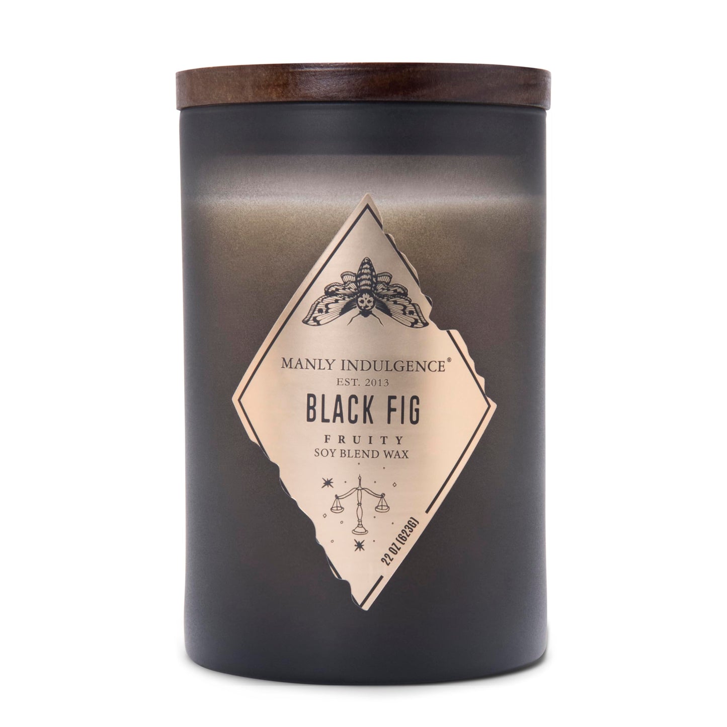 Manly Indulgence Black Fig Scented Jar Candle, Rebel Collection, 2 Wick, Black, 22 oz - Up to 120 Hours Burn