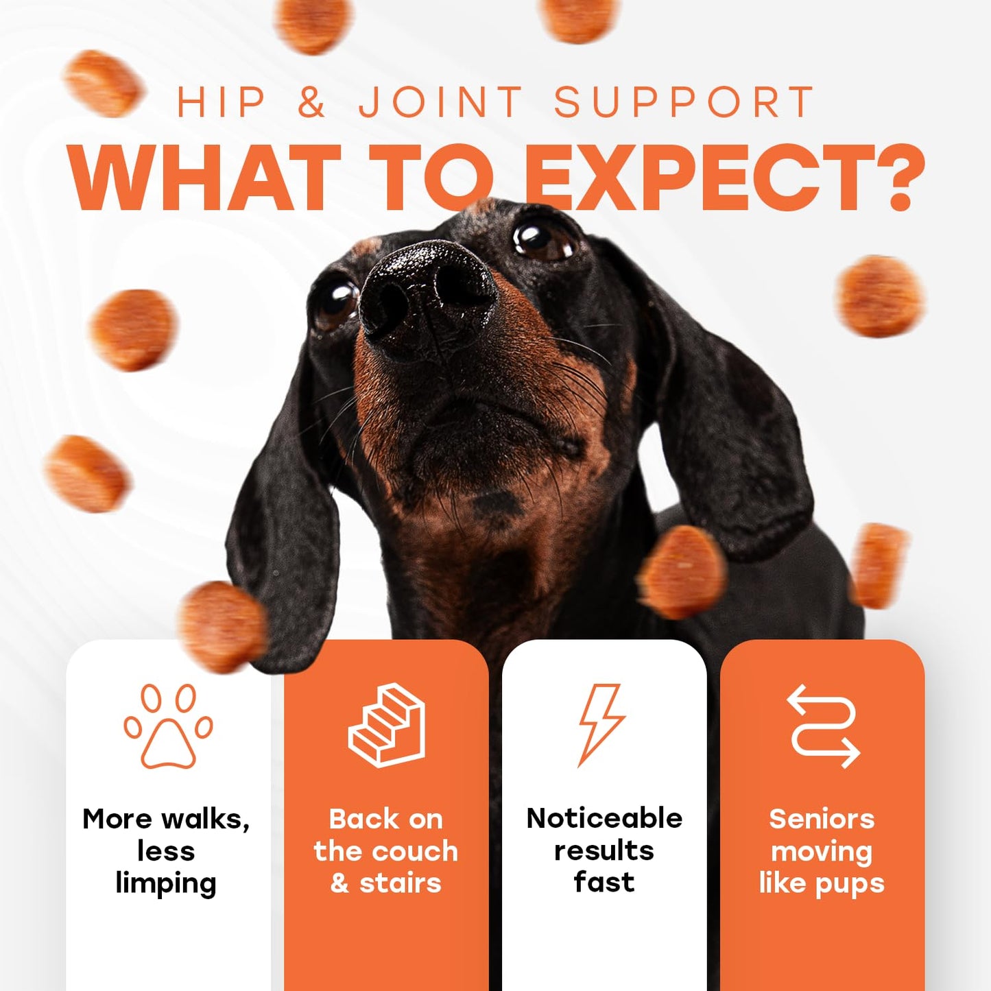 Hip & Joint Support Treats for Dogs - PhD Endorsed 500mg Glucosamine + Collagen, Chrondroitin & Turmeric- Preventative Care, Mobility Boost - 140 Treats - Beef Flavor - Made in USA
