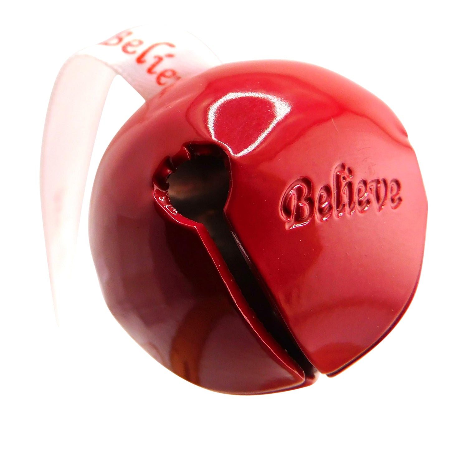 Believe Bell Ornament Red Metal Tree Decoration in Resealable Christmas Expressions Gift Bag, Made in The USA