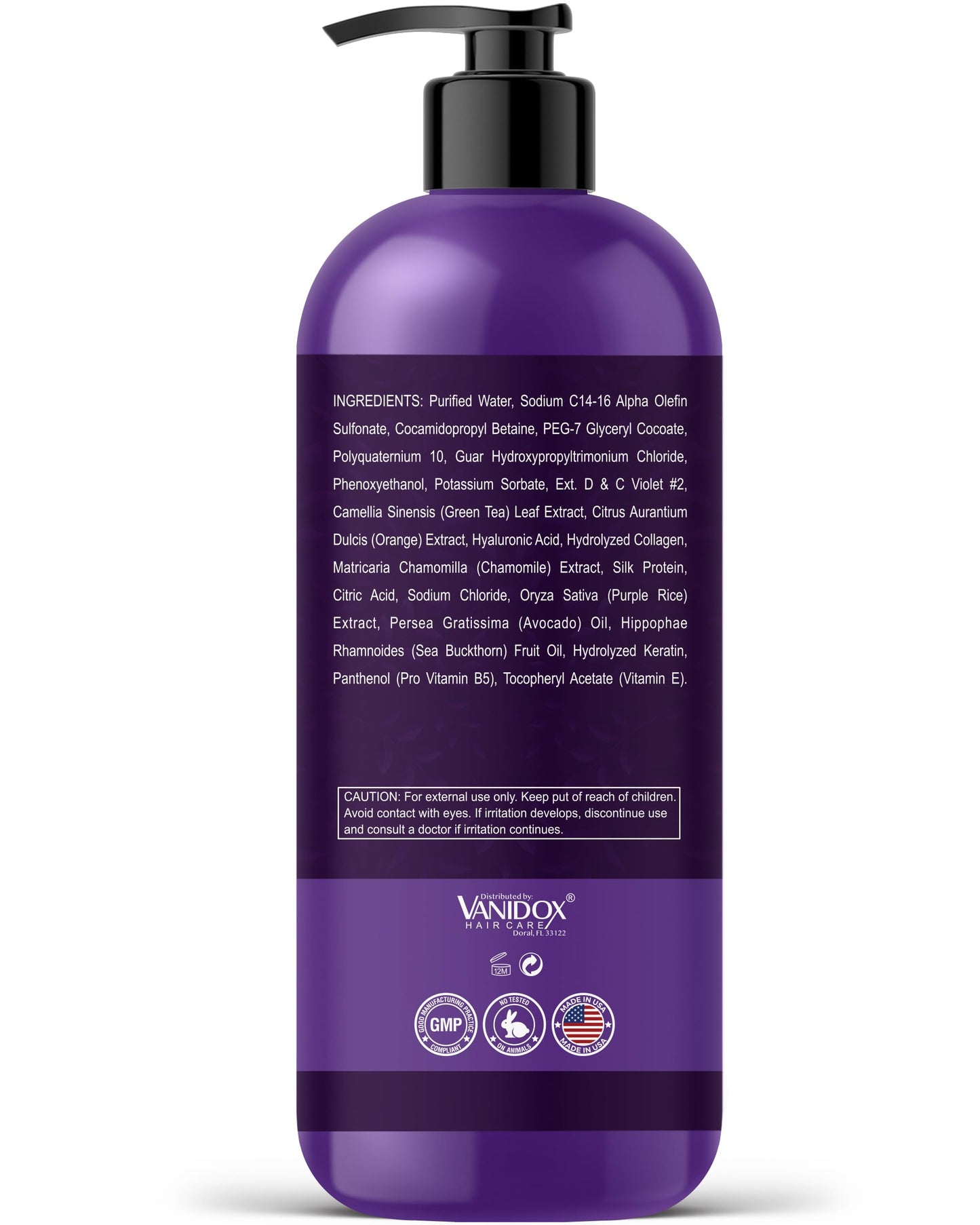 VANIDOX Sulfate Free Brass Toning Purple Shampoo for Blondes, Brown Highlighted, or Bleached Hair, Infused with Purple Rice Extract, Hyaluronic Acid, Vitamin E, and Chamomile Extract (16 fl oz)