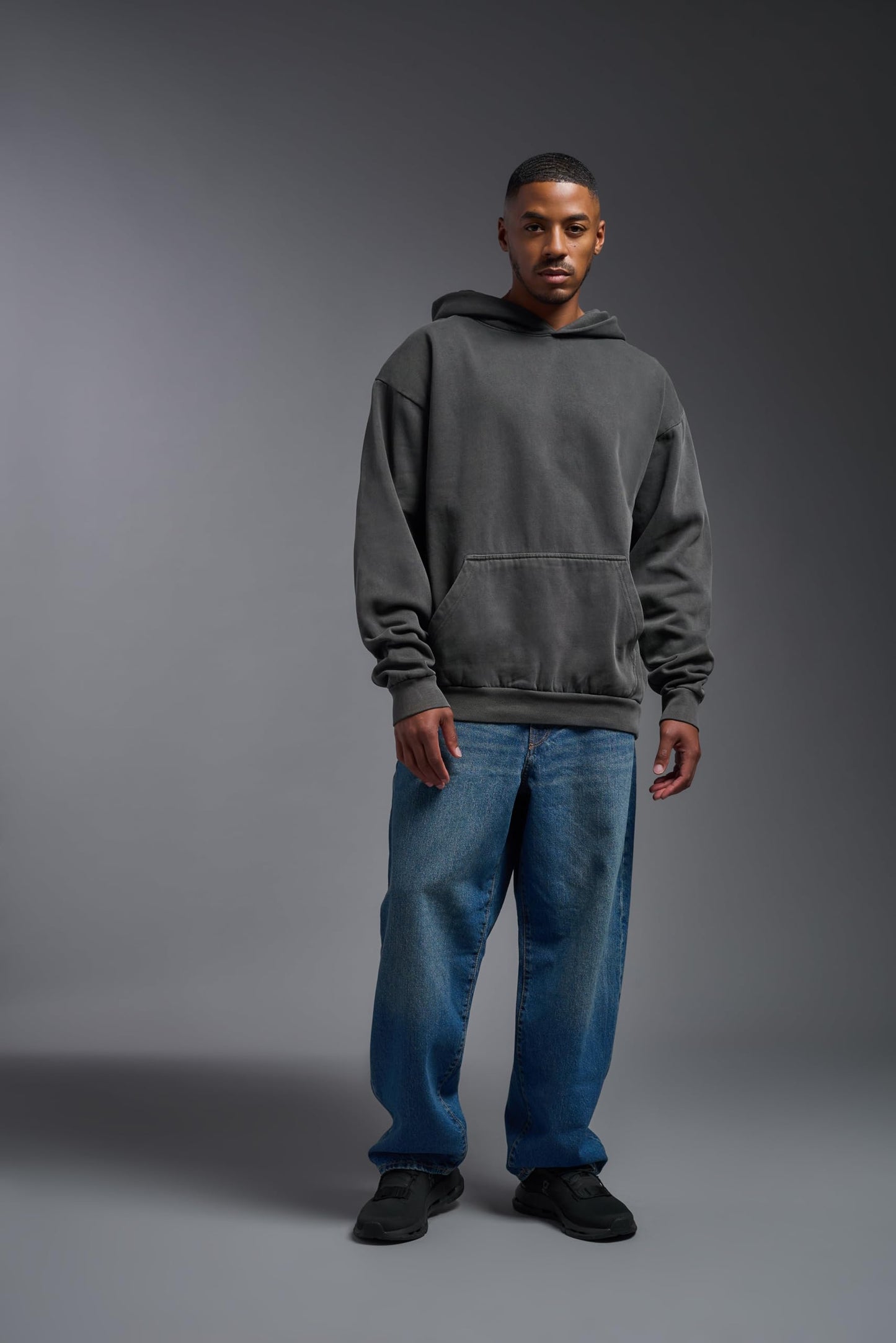 Expert Brand USA-Made Men's Oversized Heavyweight Cotton Pullover Hoodie, Charcoal, Large