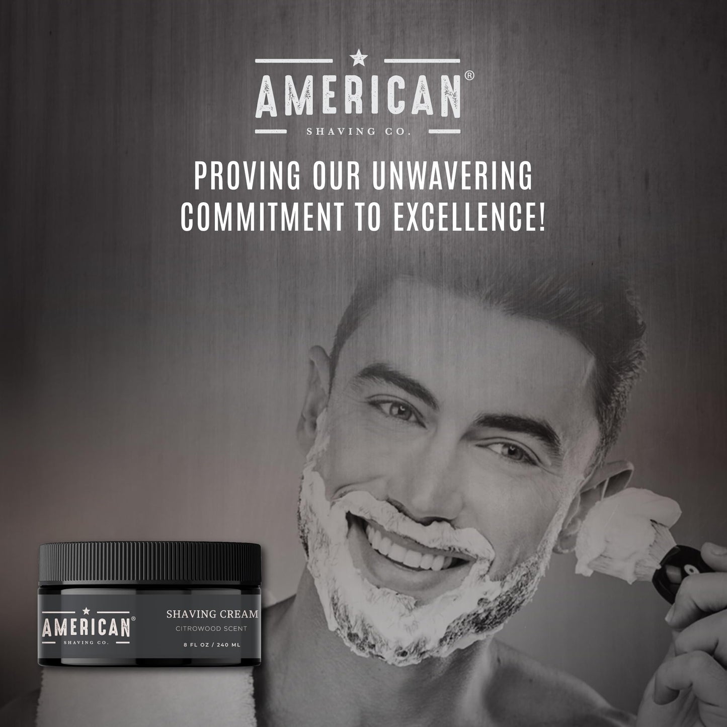American Shaving Co. Citrowood Shaving Cream For Men 8 oz, Made in USA, Easy Application, Quality Potent Ingredients, Non-GMO, GMP Certified, Cruelty-Free Products