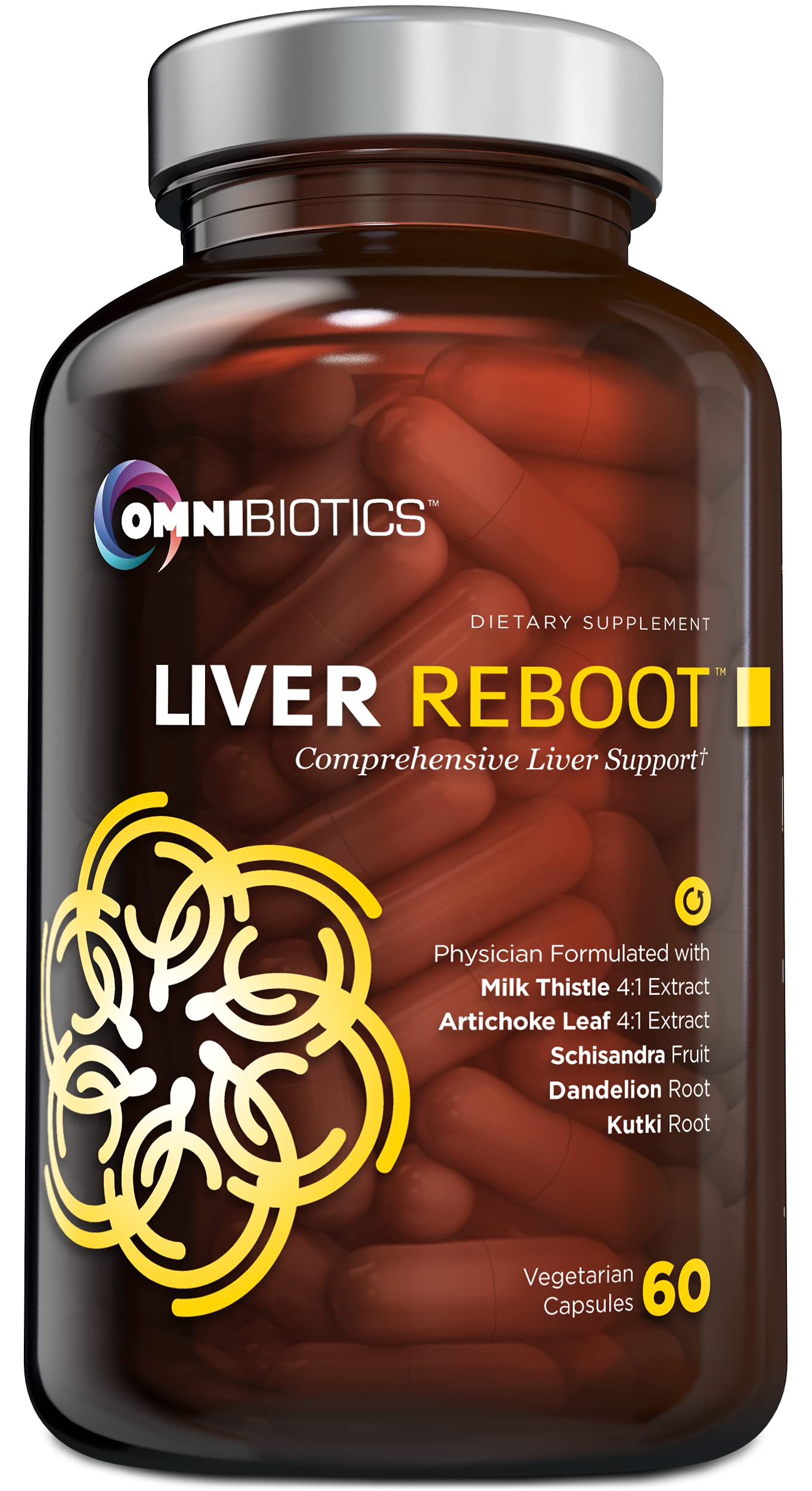 OmniBiotics Liver Cleanse Detox & Repair Supplement β Milk Thistle, Dandelion Root, Alpha Lipoic Acid, Artichoke Extract, Schisandra, Silymarin β 60 Vegan Capsules