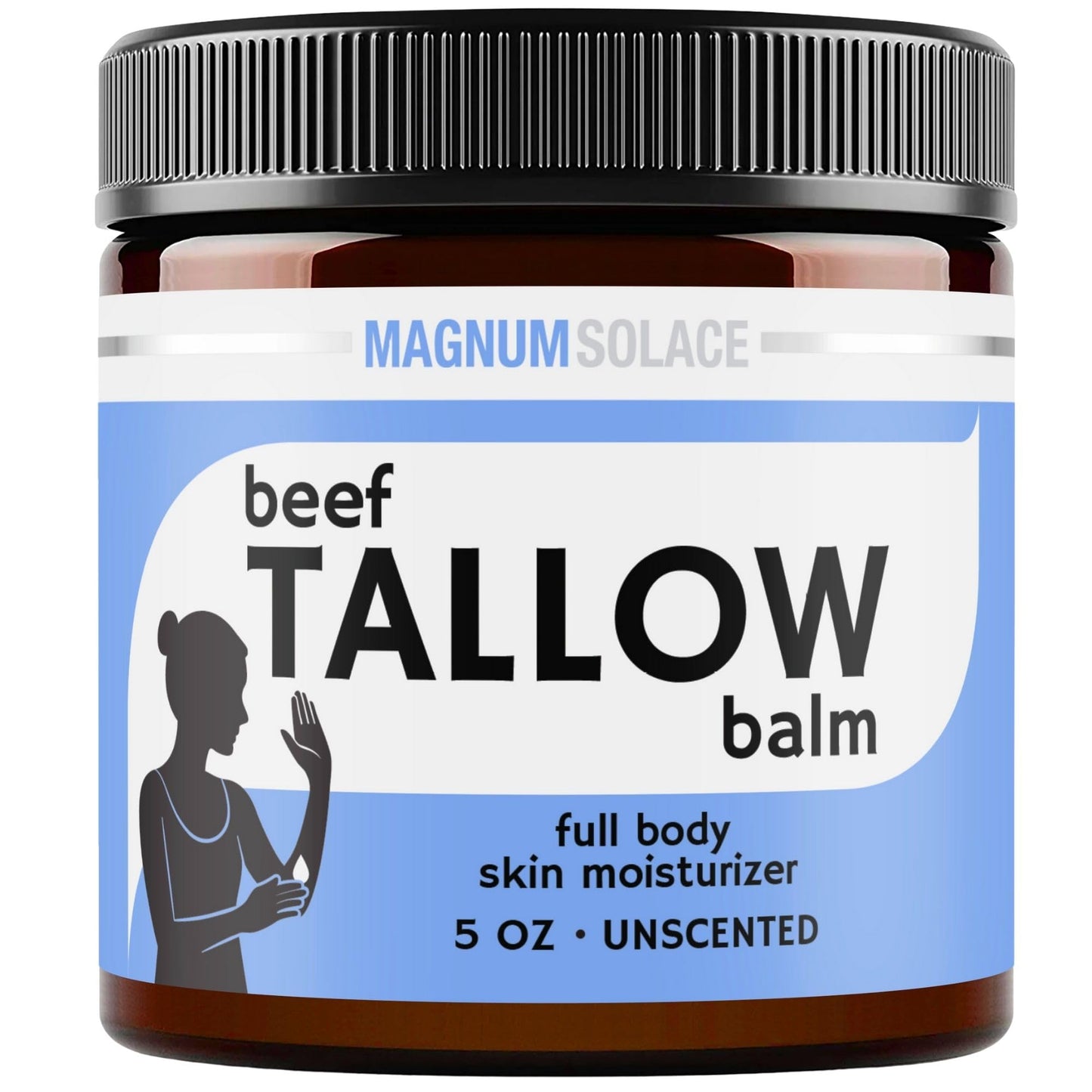 Magnum Solace Beef Tallow Balm for Skin – 5 oz Unscented Moisturizer for Dry & Sensitive Skin – 2-Ingredient Natural Hydrating Balm