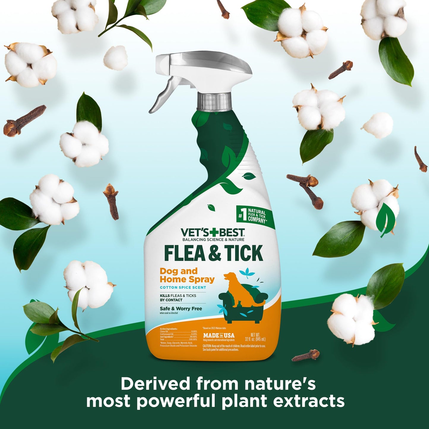 Vet’s Best Flea & Tick Home Spray for Dogs – Dog Flea & Tick Aid – Made in The USA – Flea & Tick Home Spray – Flea Protection for Dogs