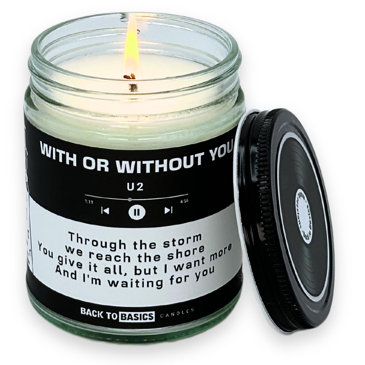 Back to Basics Candles | with or Without You - 9oz Soy Wax Fir Balsam Scented Candle for Home Decor, Birthday Gifts for Women, Men, Best Friend | Relaxing Aromatherapy Made in USA