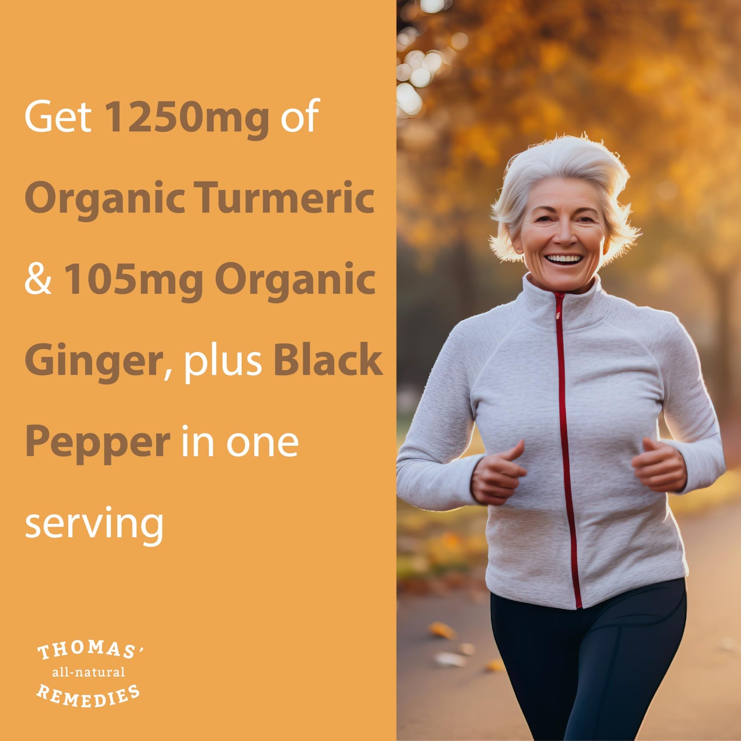 Thomas' all-natural Remedies Turmeric Curcumin and Ginger with Black Pepper, Organic Turmeric Joint Support Supplement- 95% Curcumin - NO fillers, Vegan - 120ct