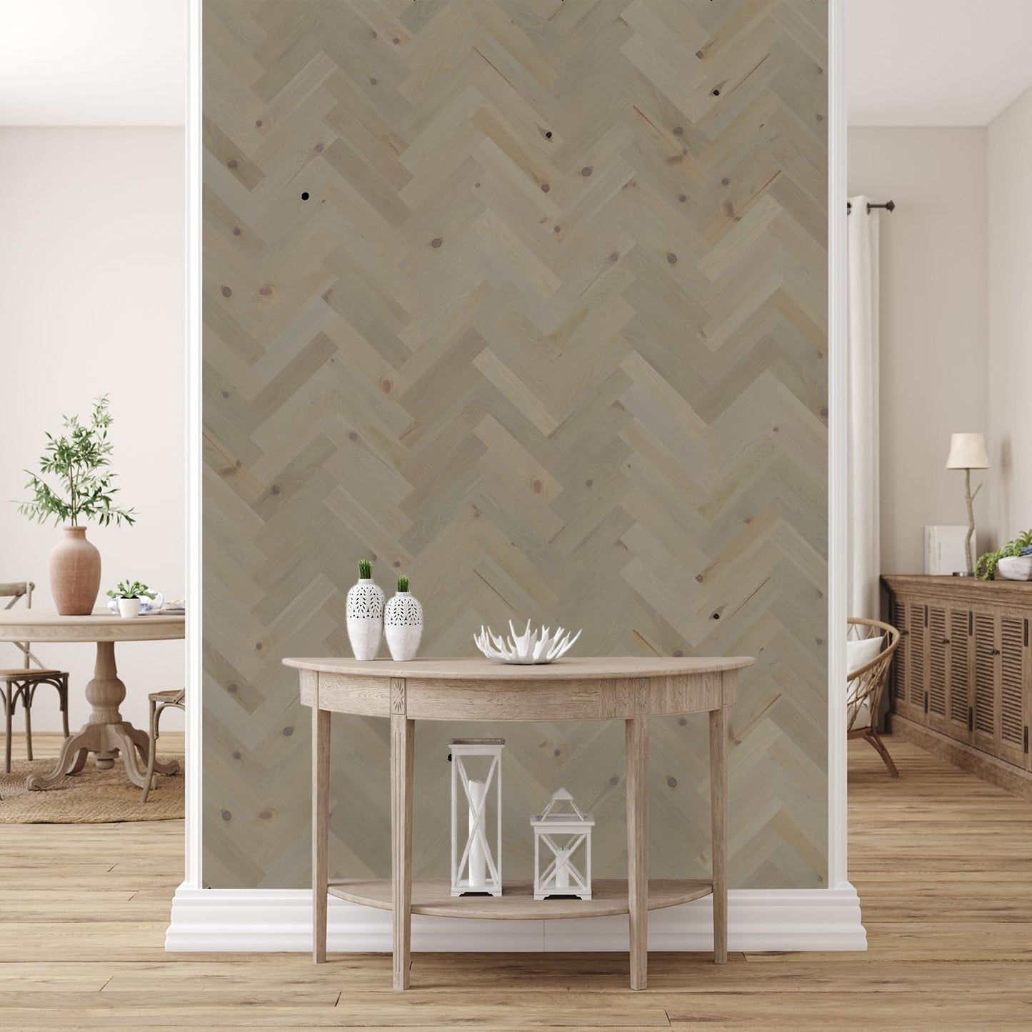 TIMBERCHiC 100% Wood Wall Planks - Made in USA - Peel-and-Stick Panels for Interior Decor - DIY Adhesive Wall Panels, Pebble (3" x 10 Sq Ft)