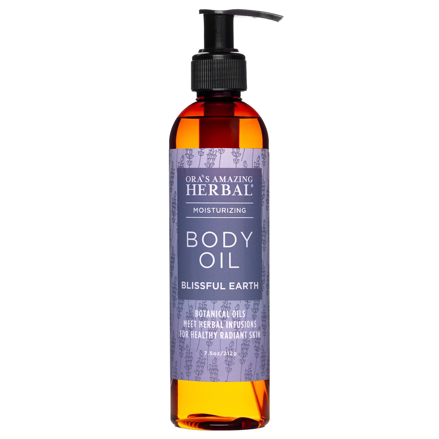 Lavender Bath Oil, Herbal Infused Moisturizing Body Oil for Women with Organic Jojoba Calendula Thyme Vetiver for Relaxation & Dry Skin, Blissful Earth Scent with Pump 7.5 oz