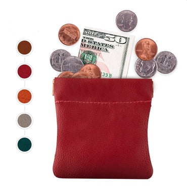 Nabob Leather Genuine Leather Squeeze Coin Purse, Coin Pouch Made IN U.S.A. Change Holder For Men/Woman Size 3.5 X 3.5