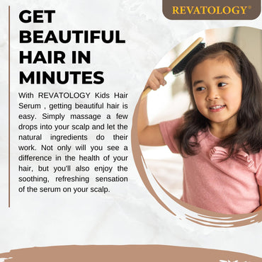 REVATOLOGY Kids Hair Serum (Made in USA) for Hair Thickness, Strength, Growth and Scalp Revitalization for straight, curly, waivy, coiled hair in toddlers, teen, and children | chemical & cruelty free