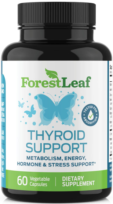 Thyroid Support for Women and Men with Iodine - Energy, Focus & Power Thyroid Supplement - All Natural Herbal Mineral and Vitamin Complex with B12, Zinc, Selenium, Ashwagandha - 60 Vegetarian Capsules