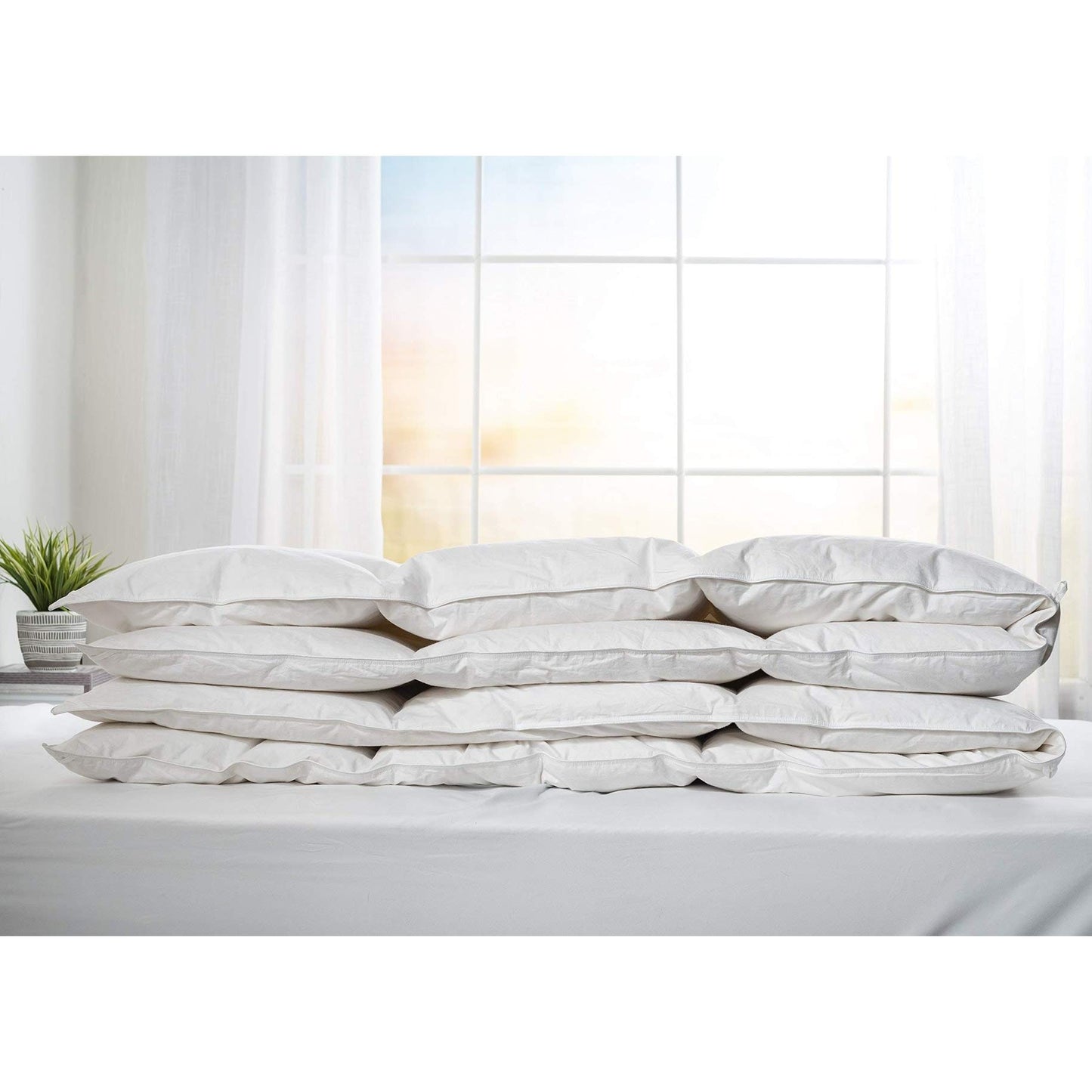 ComfyDown Goose Down White Comforter - Made in USA - 100% Egyptian Cotton 600 Thread Count Cover, 800+ Fill Power, Light Weight, All Season Washable Duvet Insert with Corner tabs - Queen