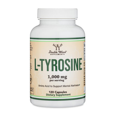L-Tyrosine 1,000mg per Serving, 120 Veggie Capsules (L Tyrosine Supplement for Memory, Attention, and Focus) Amino Acid, Vegan Safe, Non-GMO by Double Wood