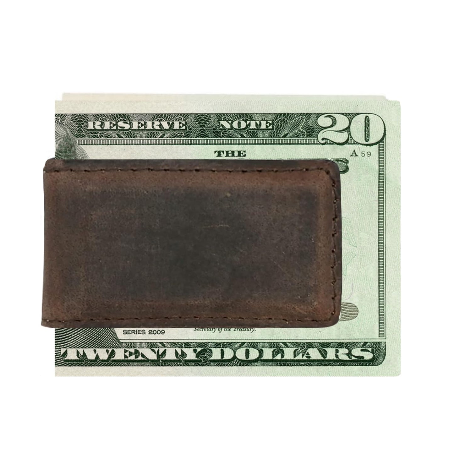 Real Leather Creations Genuine Leather Money Clip – Magnetic - American Factory Direct - Made in USA FBA487