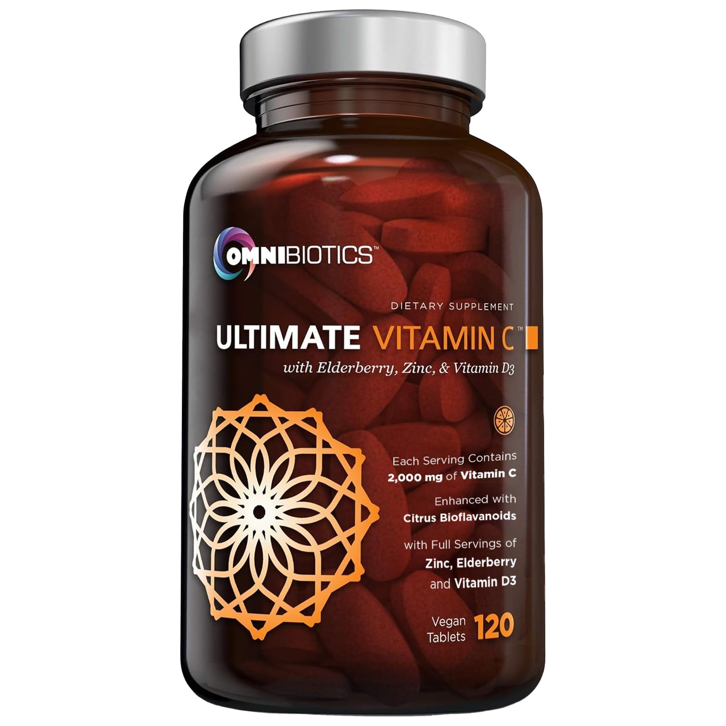 OmniBiotics Ultimate Vitamin C Supplement 2000mg β with Zinc, Elderberry Extract, and D3 β High Potency Immune Support & Collagen Booster β 120 Vegan Tablets