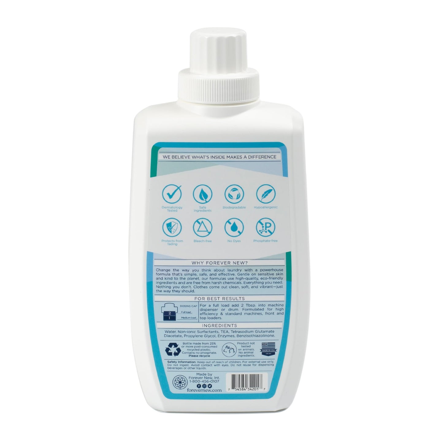 Everyday Liquid Laundry Detergent | Fragrance Free | Hypoallergenic | Enzymed-Based | Odor Control | 42 fl oz