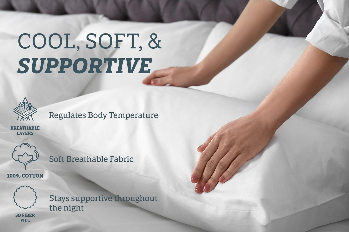 Digital Decor Hotel Collection Bed Pillows Standard Size Set of 2- Cooling, Hypoallergenic, Down Alternative Pillows for Sleeping - for Back, Stomach, or Side Sleepers