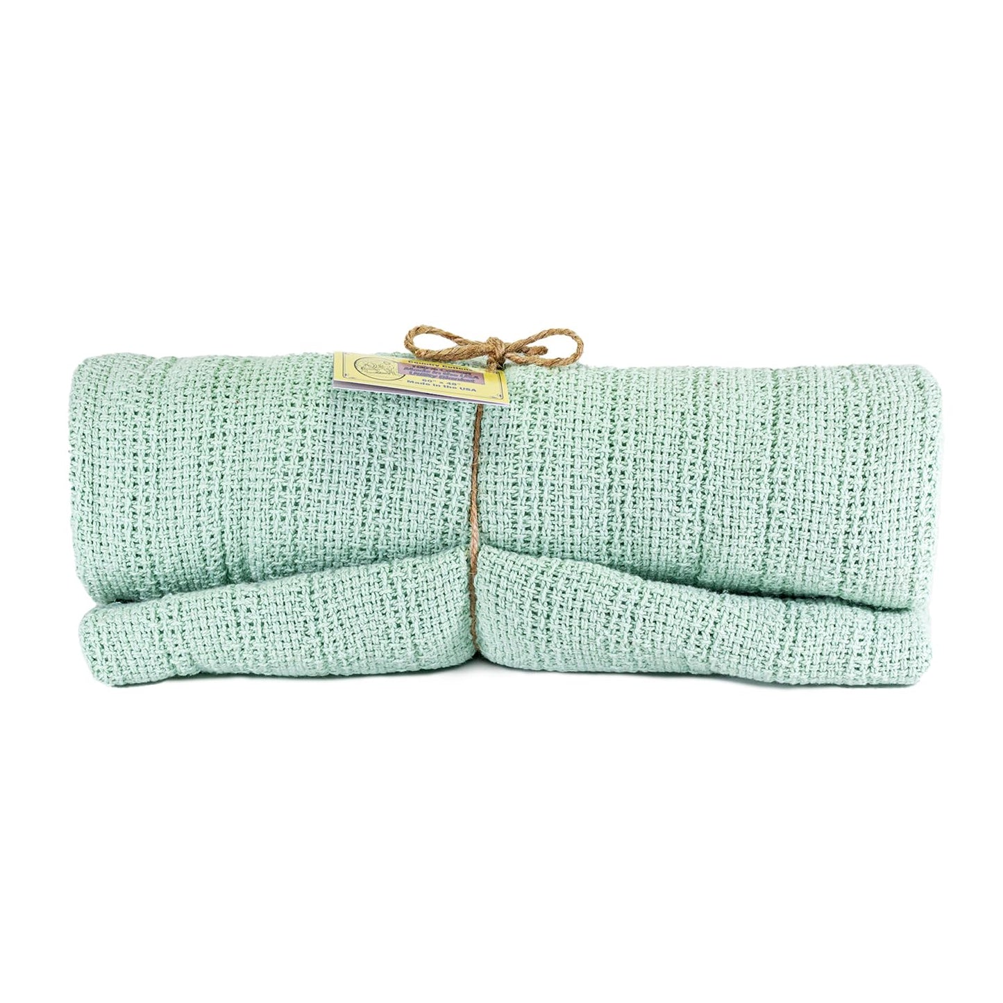 Country Cottons 100% Cotton, 100% Made in The USA Utility Blanket 60"x48" for Travel or Home (Mint Green)