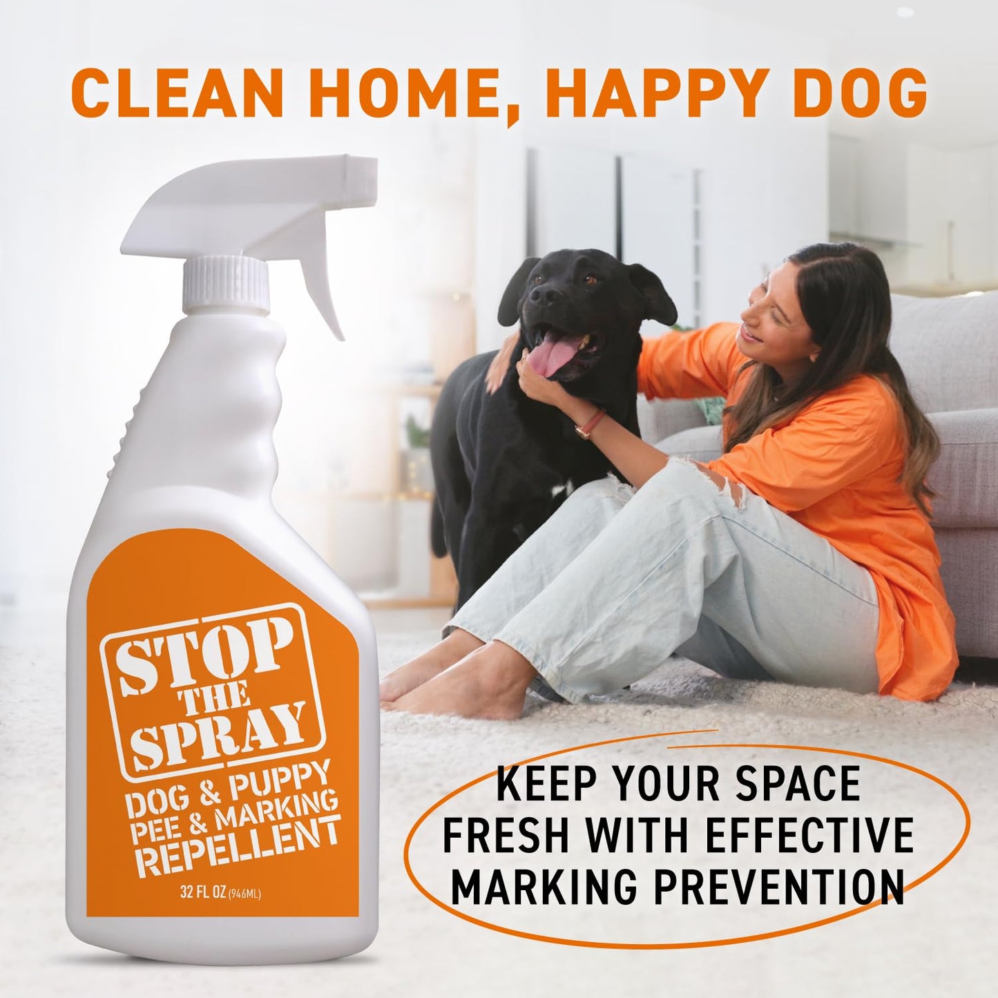 EBPP Stop the Spray - Dog & Puppy Pee Marking Repellent - Pet Training Spray - Puppy Potty Training Spray for Dogs - Dog Pee Stopper - Pee Deterrent for Dogs - No Marking Spray for Dogs Indoor 32oz