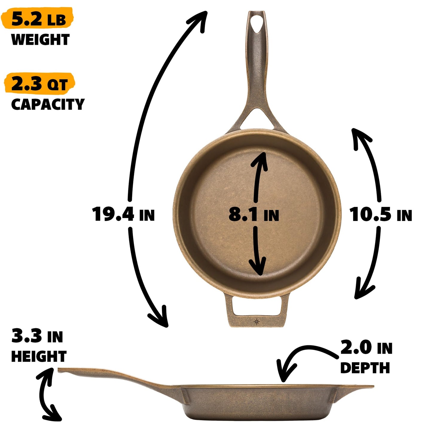 Stargazer Cast Iron Skillet | Made in USA, Seasoned, Even Heat Distribution, Easy to Clean, Smooth Nonstick Finish for Grilling, Frying, Sauteing, Searing, Baking