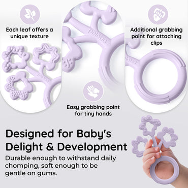 PELOBA Baby Teething Toys - Made in The USA - Medical Grade Silicone Baby Teether for Newborns, Infants & Toddlers - CPSIA Certified - Multiple Textures - Freezer & Dishwasher Safe