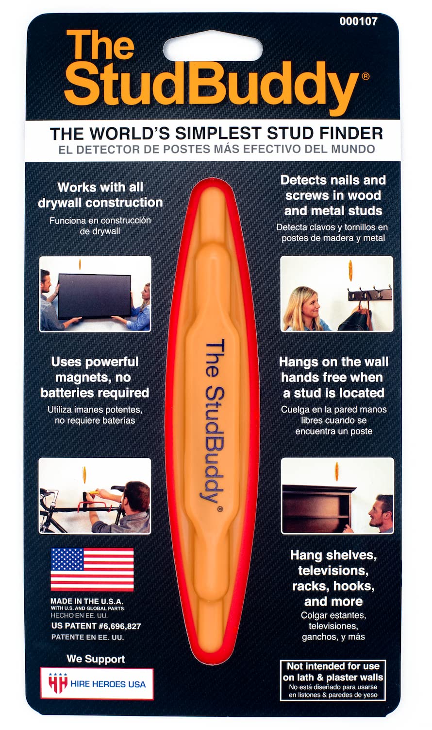 The StudBuddy® Magnetic Stud Finder Tool - Made in the USA - Easy to Use Stud Finder Magnet - No Batteries Required - Powerful Magnet Stud Finder - Wall Stud Finder for Drywall and Wood - Studfinder
