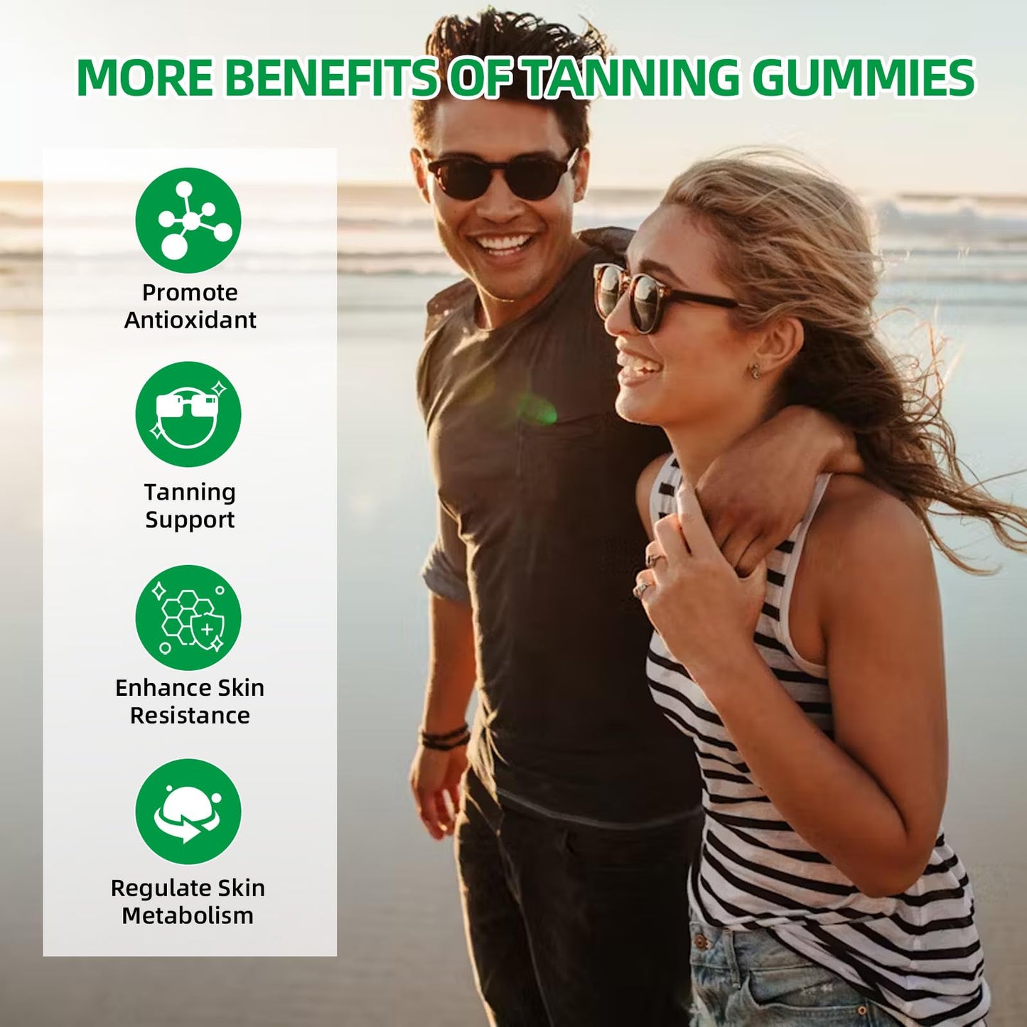 HEALOADING Tanning Gummies Supplement for Women: Daily Tanning Gummies with Astaxanthin L-Tyrosine Lycopene Vitamin A for Tanning Supplement & Sun Sensitivity Support Natural Melanin Boost