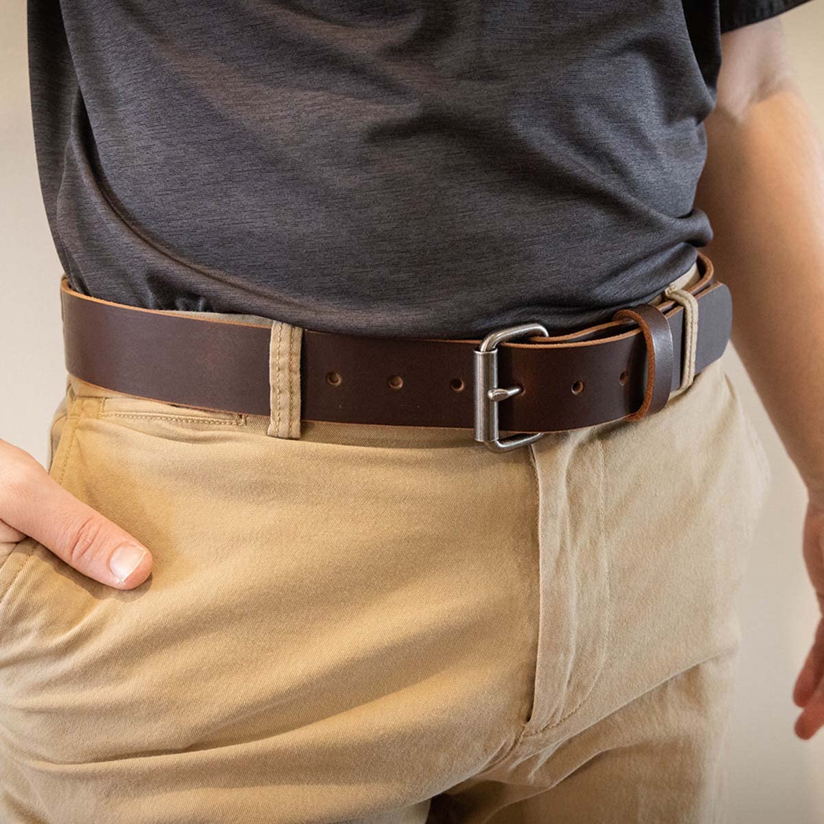 Men's Genuine Buffalo Leather Belt, 1 1/2" width, Handmade in the USA, By Amish