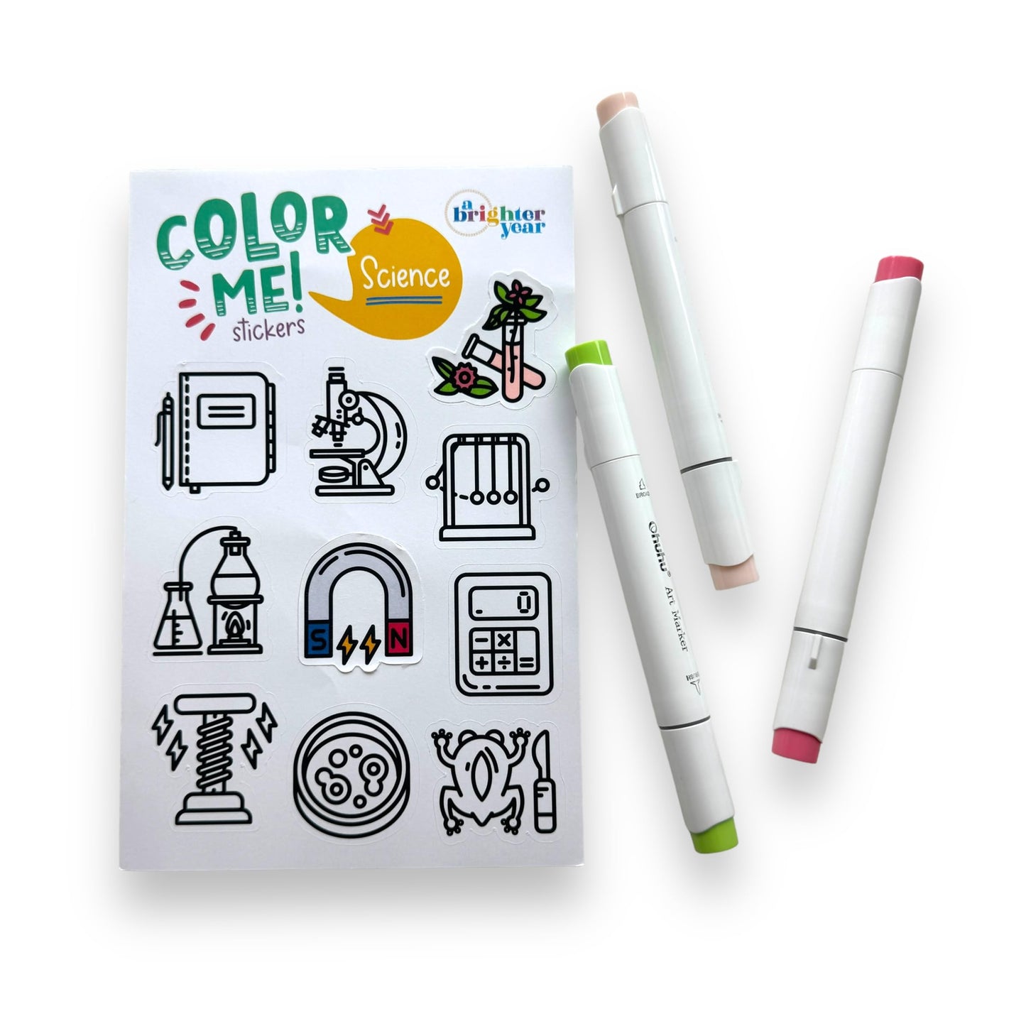 A Brighter Year Color-Your-Own Sticker Bundle, Space & Science Edition -3-Pack of 8.5” x 5.5” Sheets of 10 Stickers Each – Each Sticker is 1.5-2” x 2-3”, Notebooks, Planner, Gift Wrap