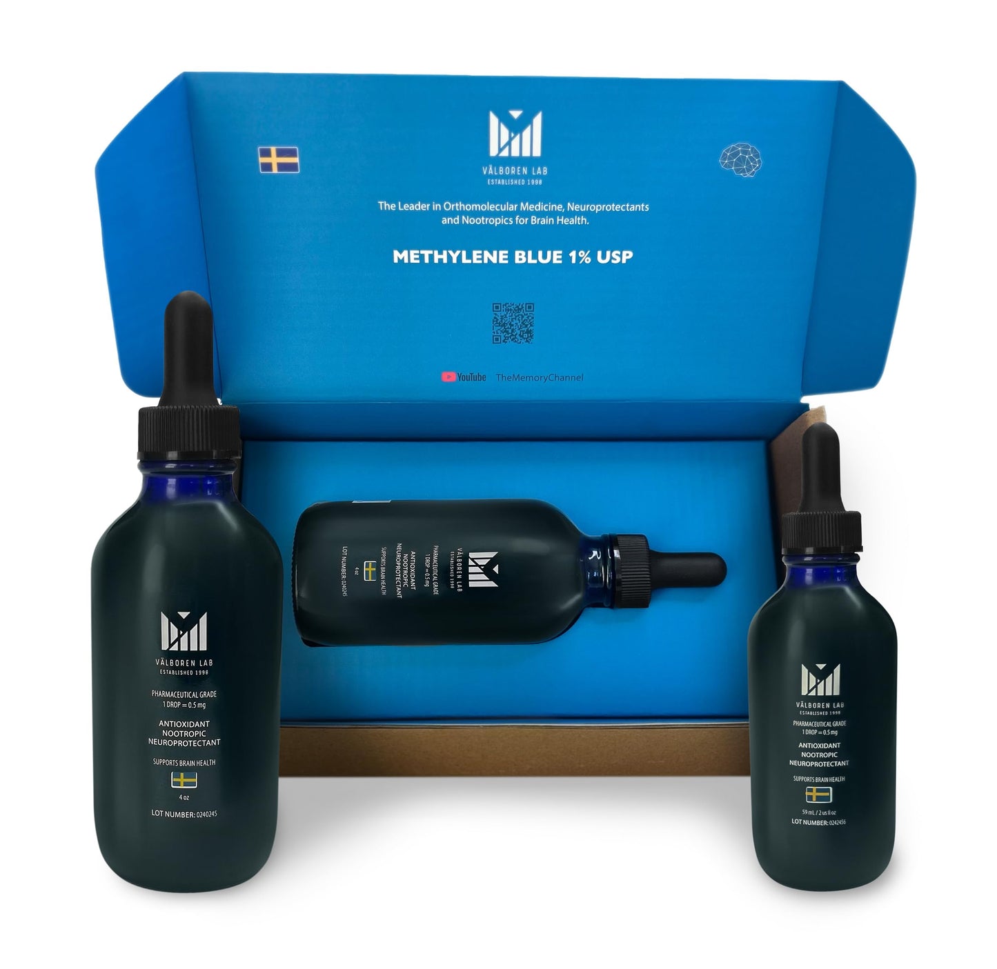 Methylene Blue Pharmaceutical Grade - Third Party Tested - Formaldehyde & Alcohol-Free - Methylene Blue 1% for Humans - USP Grade Brain Health Dietary Supplement - Made in USA (118ML Bottle)
