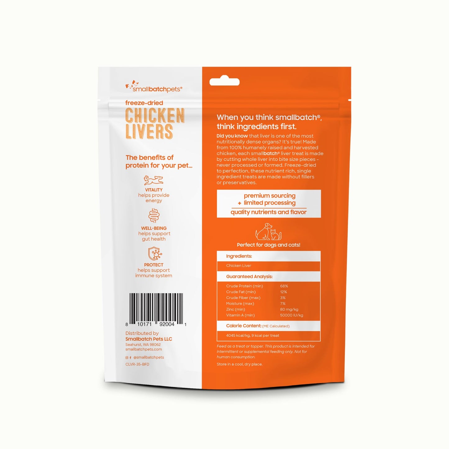 smallbatch Freeze Dried Dog Treats, Chicken Liver Treats for Dogs & Cats, High Protein, Single Ingredient Dog Treat for Training or Food Topper, Natural, Humanely Sourced Meat, Made in the USA, 3.5 oz