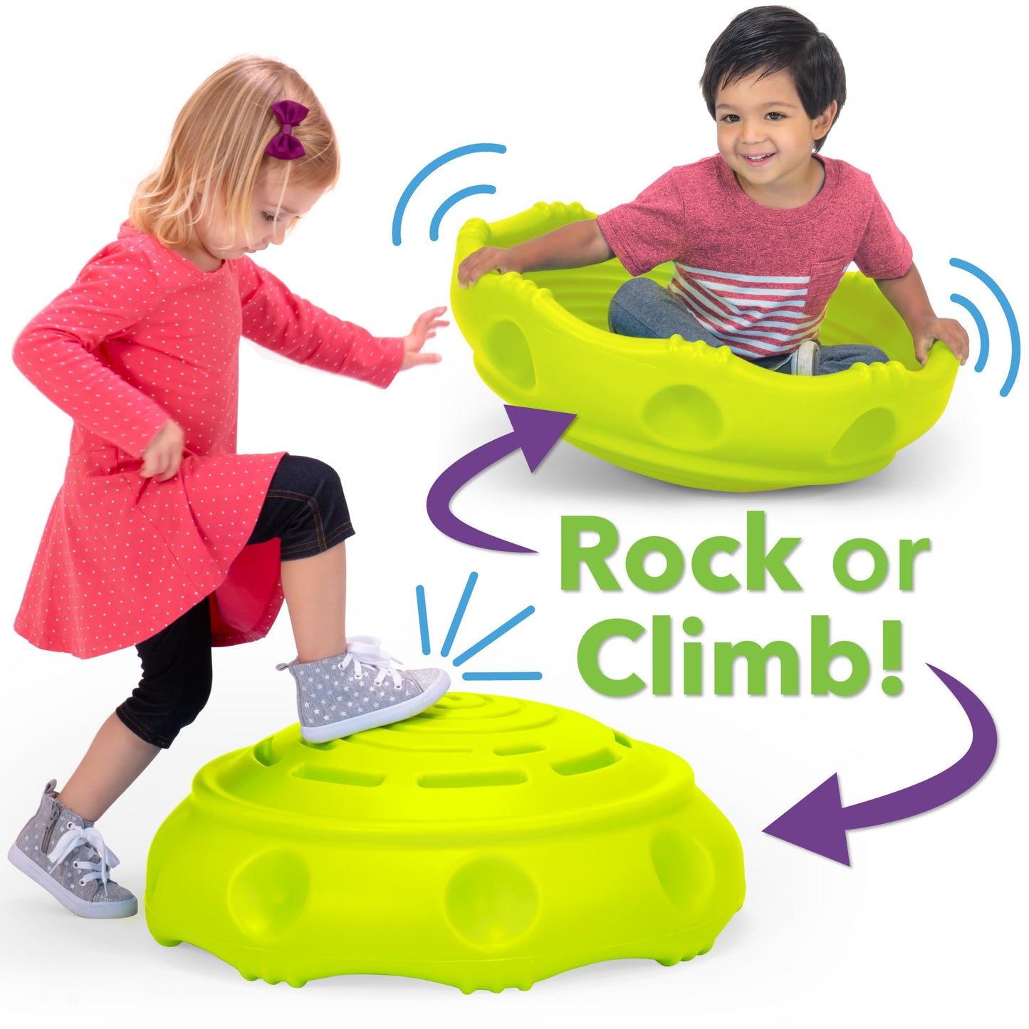Simplay3 Two Sided Rock Around Wobble Disk and Climbing Dome for Toddlers and Kids - Rocking and Climbing - Indoor/Outdoor - Made in USA