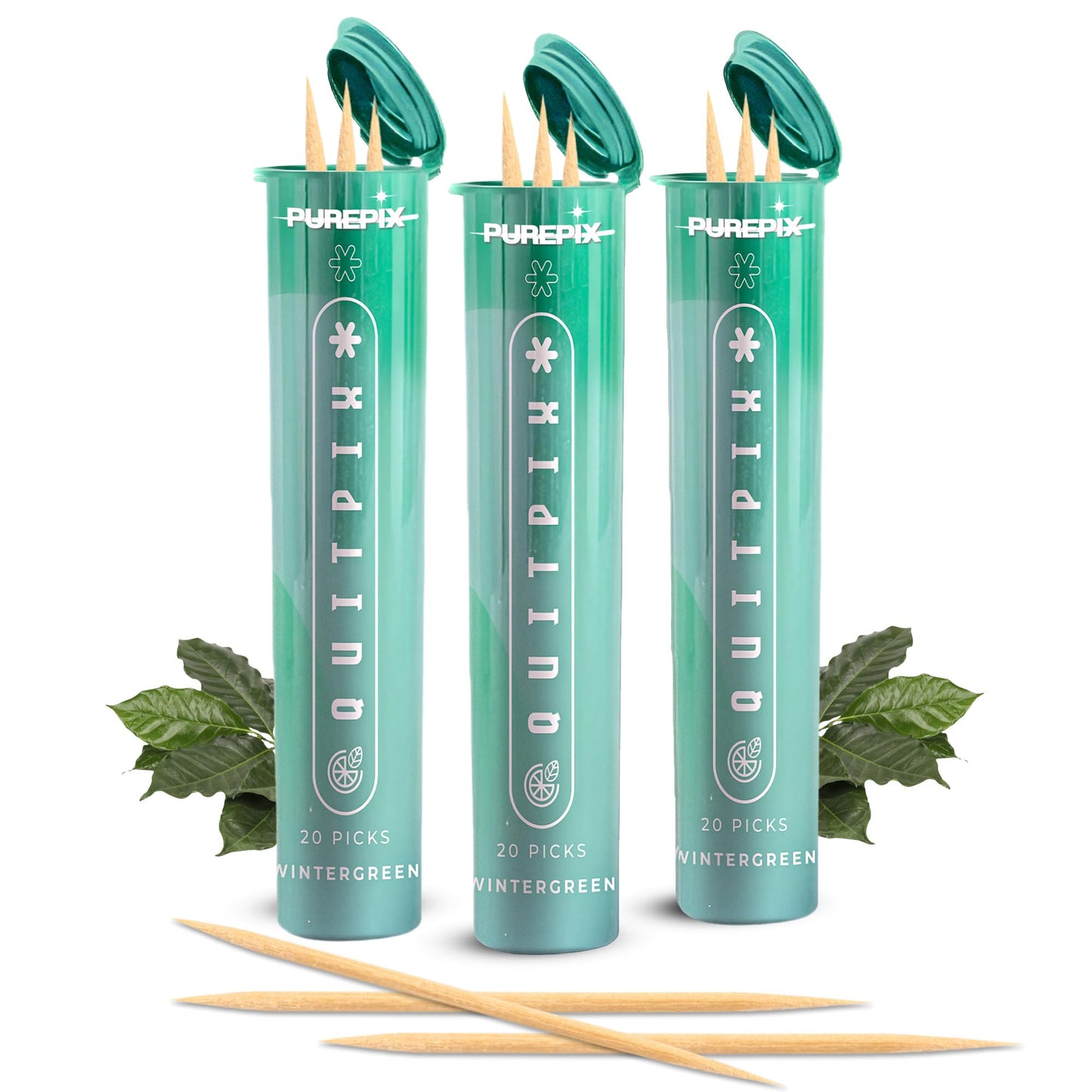 PurePix Premium Flavored Toothpick - Extra Thick Boosting Flavored Toothpicks with Lobelia to Help Quit Smoking - Oral Fixation - Nicotine Free - Kosher Natural Wintergreen (3 Pack)