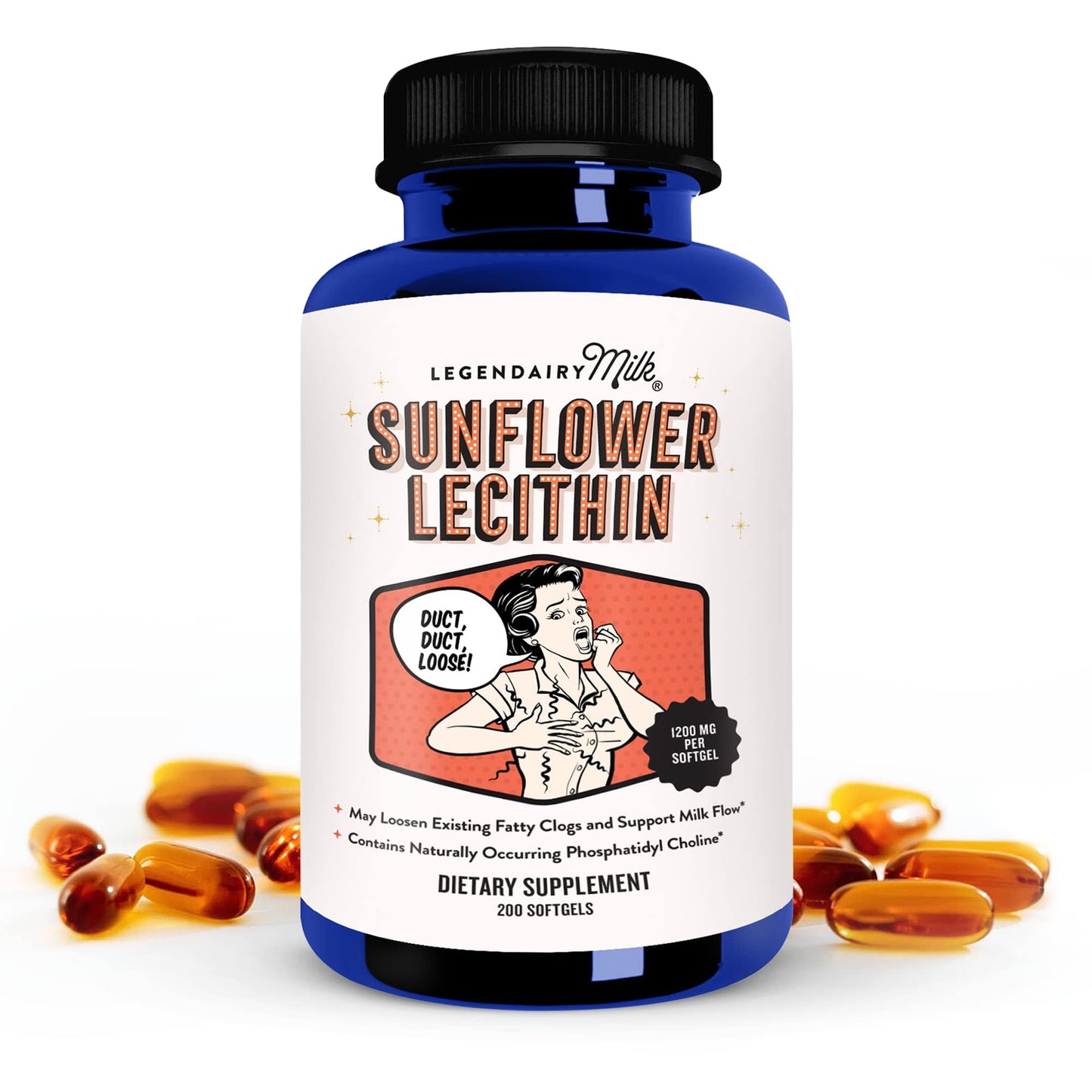 Legendairy Milk Sunflower Lecithin 1200mg, Lactation Support, Sunflower Lecithin Supplement for Clogged Milk Ducts, Made in USA