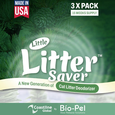 LITTLE SAVER Little Litter Saver | a New Generation Of Cat Litter Box Deodorizer | Unique Formula for Slow Release | Natural Fresh Scent | Up to 15 Weeks Supply | 3 x 0.5oz bags (Cedar)