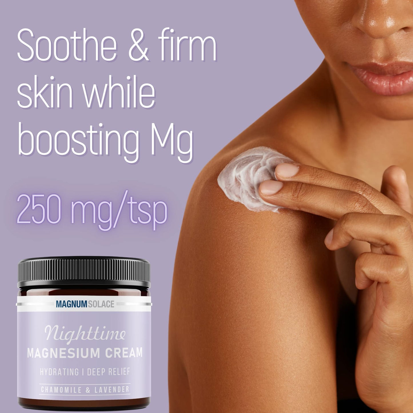 Magnesium Lotion – Nighttime Magnesium Cream – Apply to Legs, Arms or Chest - Topical Magnesium Chloride – USA Made and Safe for Kids (Chamomile Lavender)