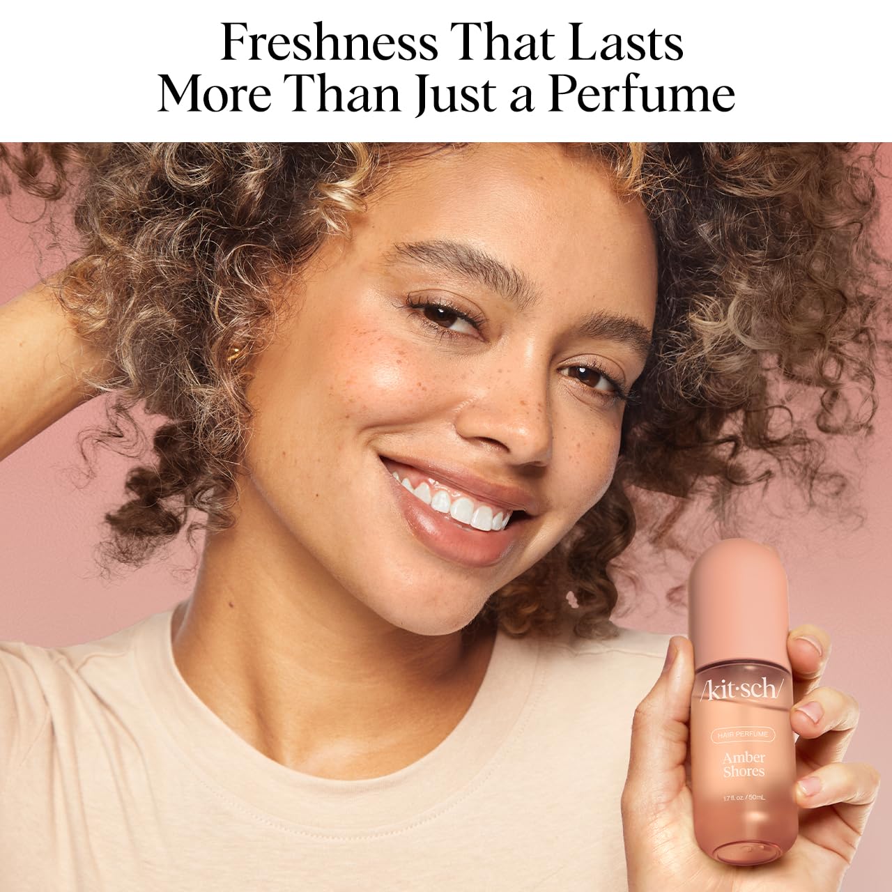 Kitsch Amber Shores Hair Perfume for Women - Hair Spray & Body Mist - Clean, Deodorizing & Patented Odor-Eliminating Technology - Freshen Hair, Body & Pillows - Woody Aquatic Scent - 50ml