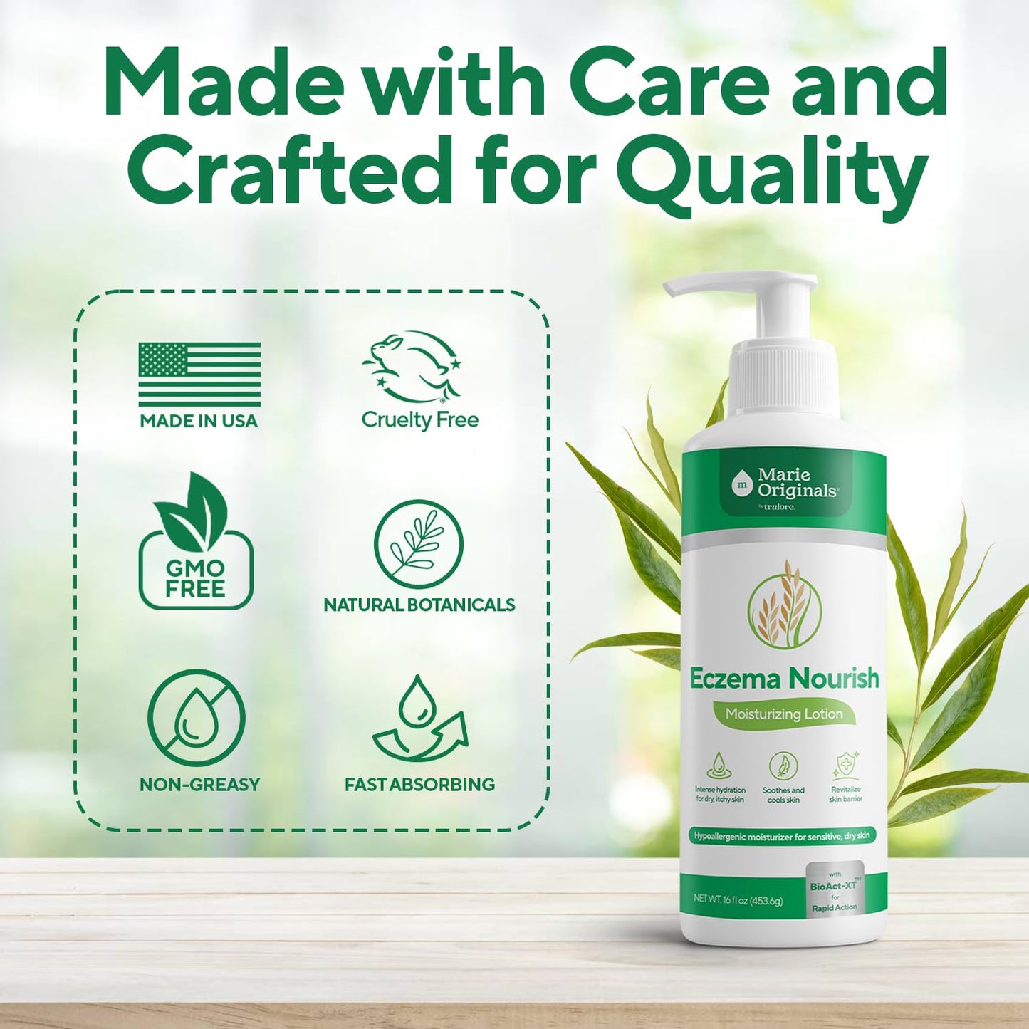 Marie Originals Eczema Nourish Moisturizing Lotion for Dry, Itchy, Sensitive Skin Relief– Hypoallergenic Formula with Colloidal Oatmeal & Natural Botanicals | Eczema Cream for Kids & Adults | 16 Fl Oz