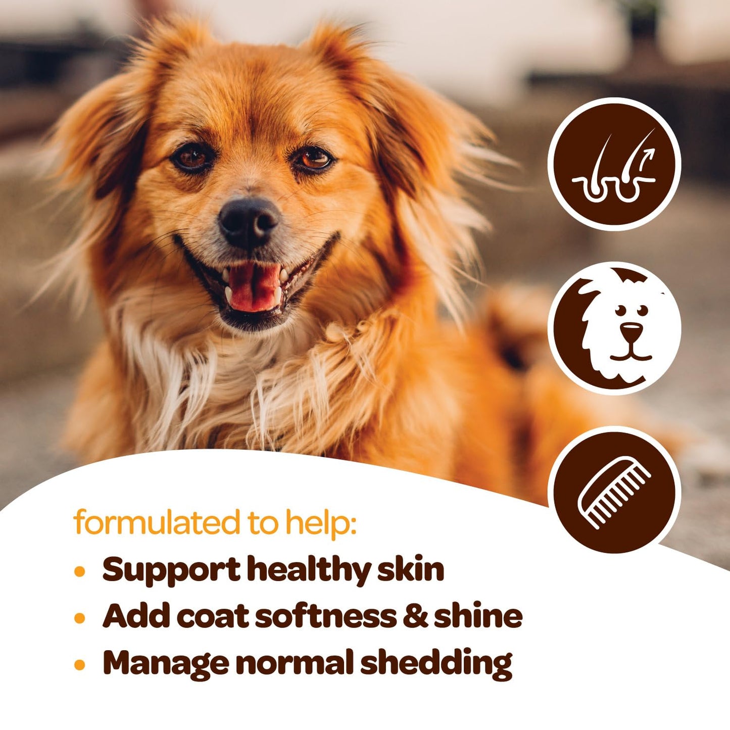 Skin and Coat Supplement for Dogs | Nourishing Omega 3 for Dogs with EPA DHA Krill Oil and Vitamin E | Dog Skin and Coat Supplement | 1 Chew up to 75lbs | NASC Certified & Made in The USA | 60 Chews