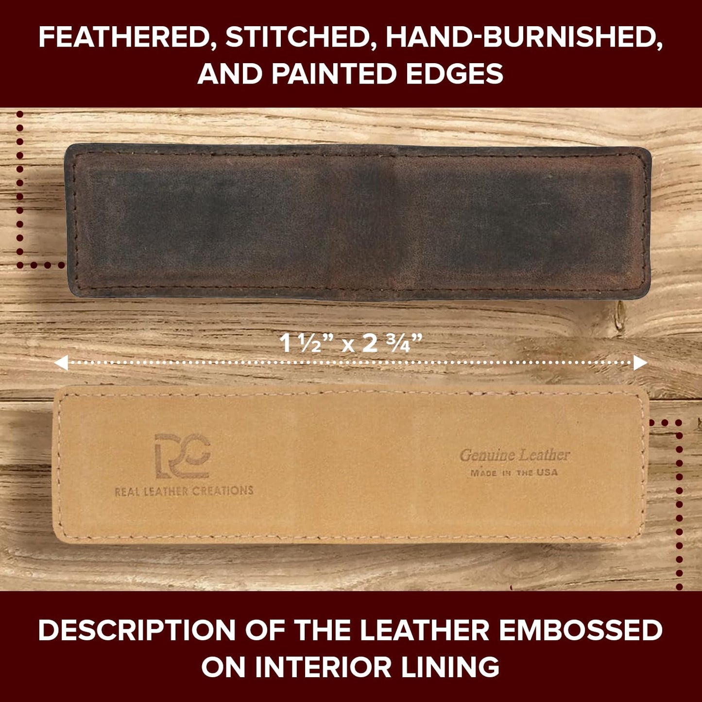 Real Leather Creations Genuine Leather Money Clip – Magnetic - American Factory Direct - Made in USA FBA487