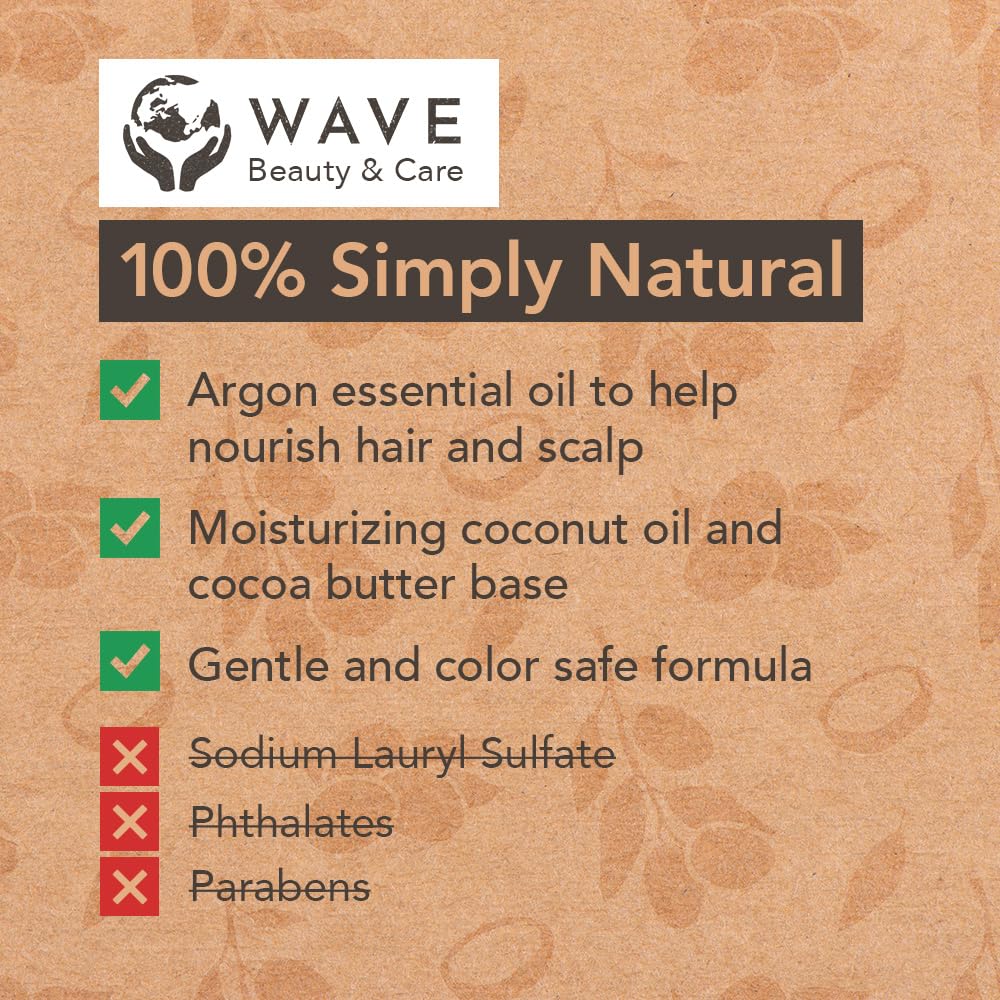 Wave Argan Oil Shampoo bar & Conditioner Bar Set - Vegan & Sulfate-Free - Handmade Moisturizing Solid Bars for All Hair Types - Convenient for Travel, Long-Lasting, (80-120 Uses) - Argan Oil