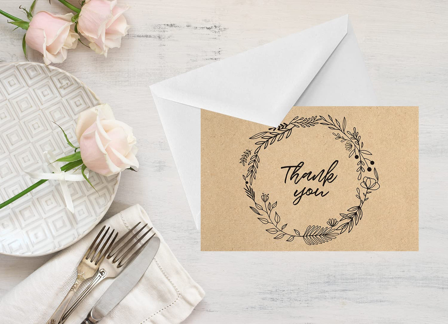 Spark Ink 36 Floral Thank You Cards with Envelopes, 4 1/2 x 6 1/4 in, Made in USA