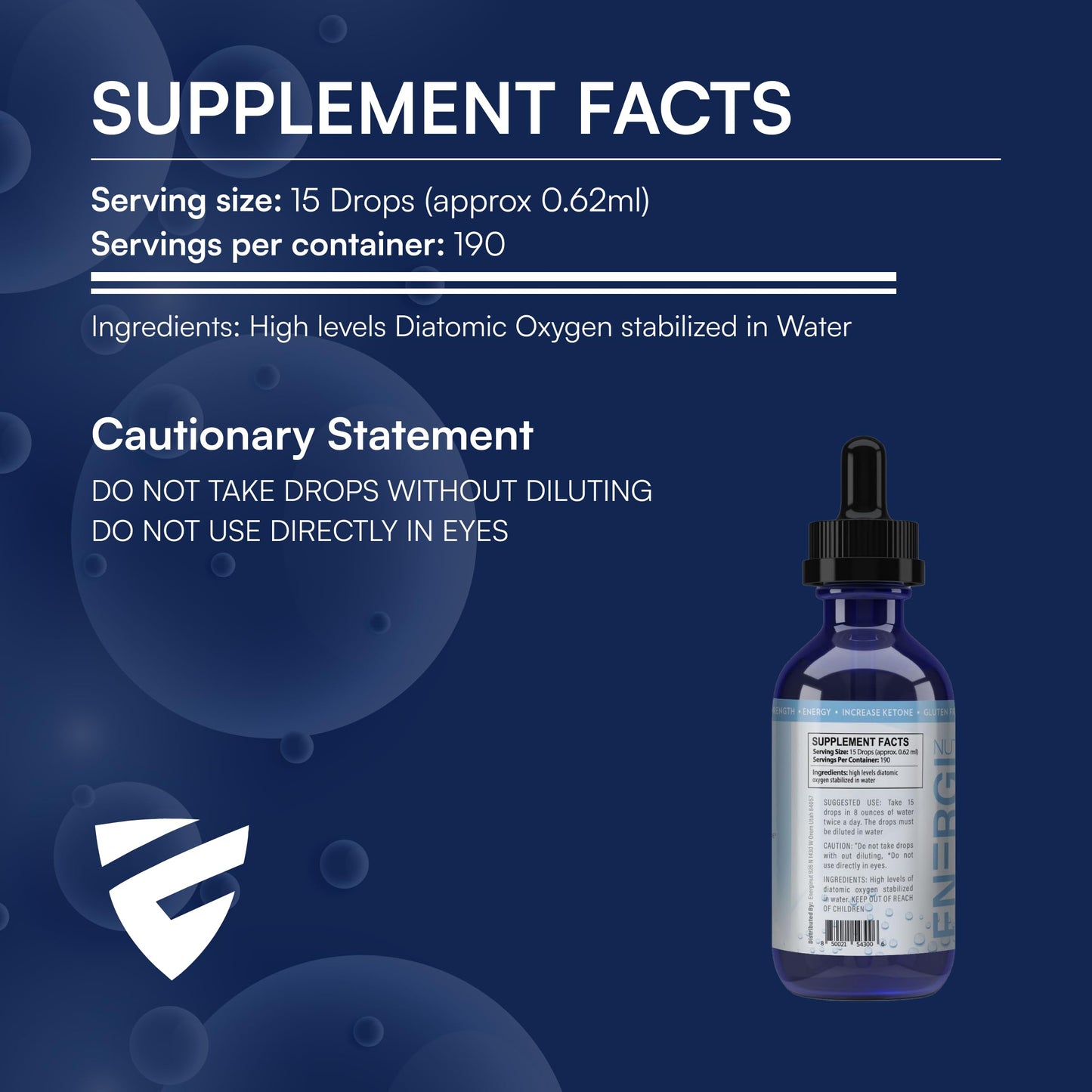 ENERGI Liquid Oxygen Drops, Improves Strength & Boost Oxygen and Energy Levels, Encourages Athletic Performance and Oxygen Boost, 4oz Bottle, 190 Servings