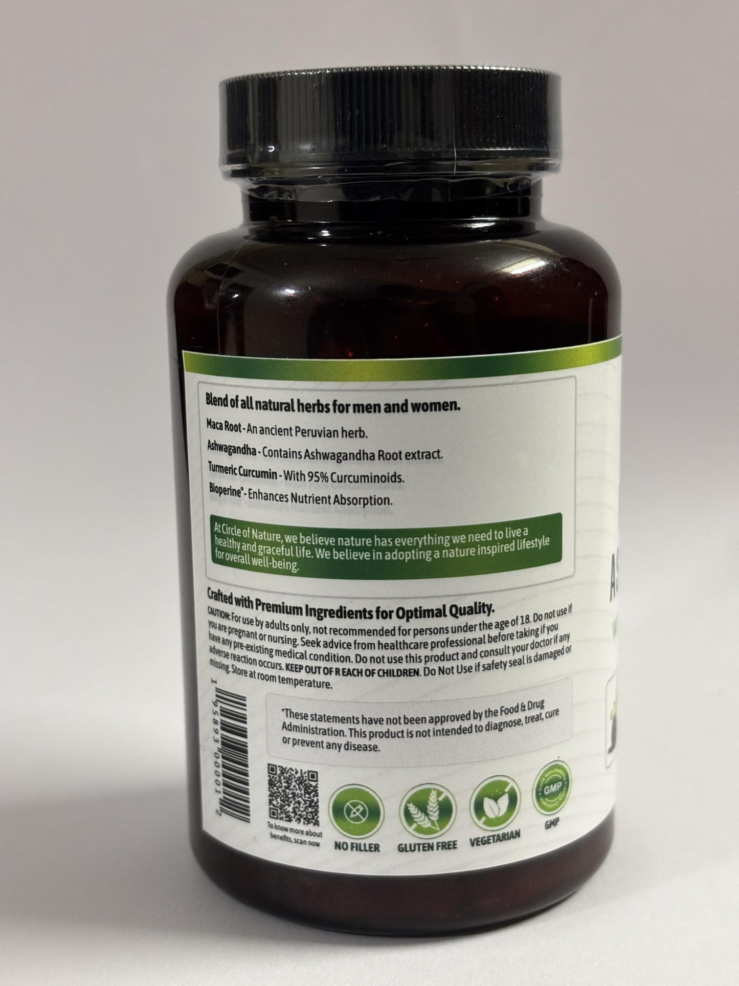 Maca Root, Ashwagandha Root Extract, Capsules for Men & Women with Turmeric Curcumin and Bioperine 120 Capsules Made in USA
