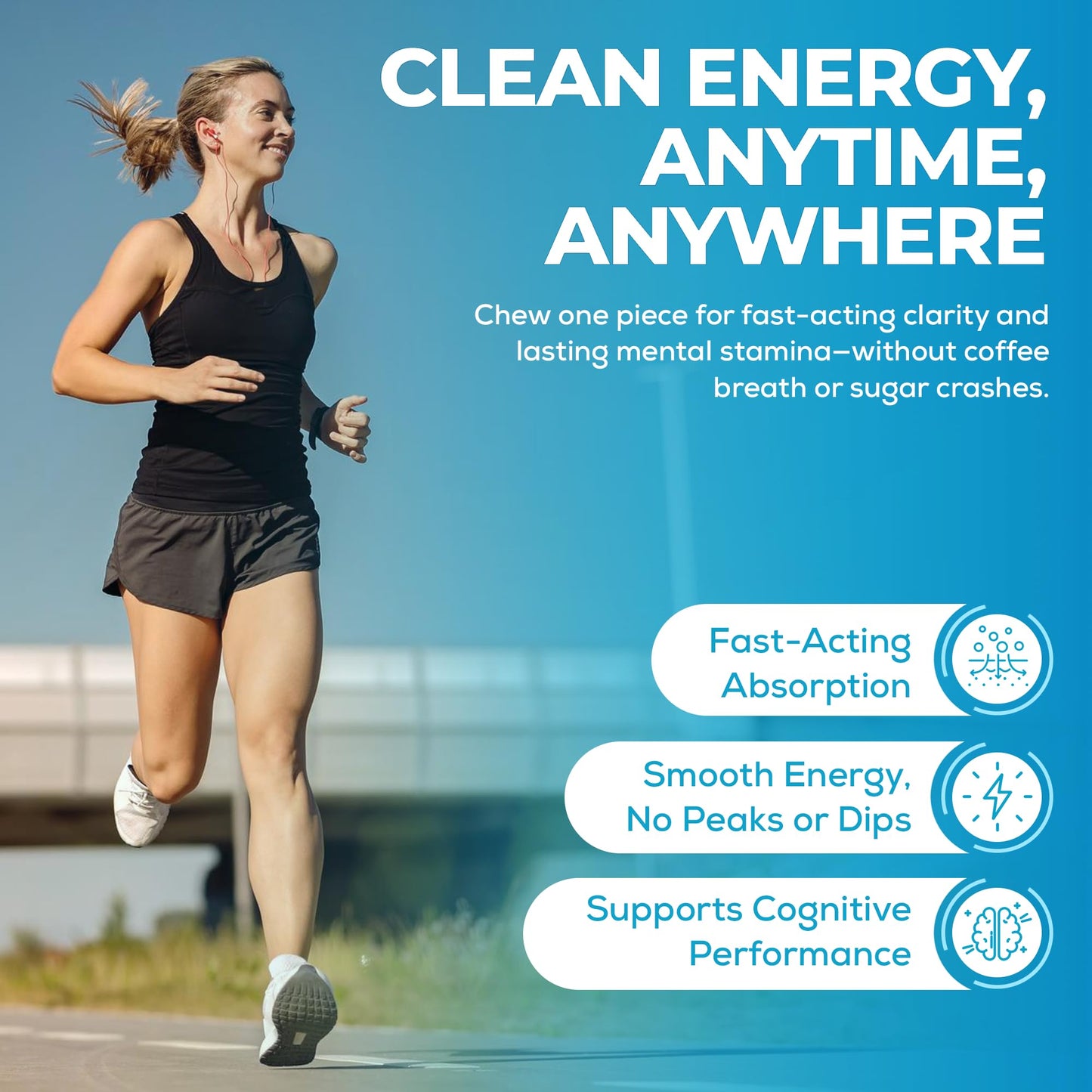 Uplife Energy + Focus Gum 50 Pieces – 40mg Caffeine + 80mg L-Theanine – Sugar-Free Nootropic Gum with B3 & B12 – Mint Flavor – Natural Caffeine for Energy & Focus – Coffee Alternative