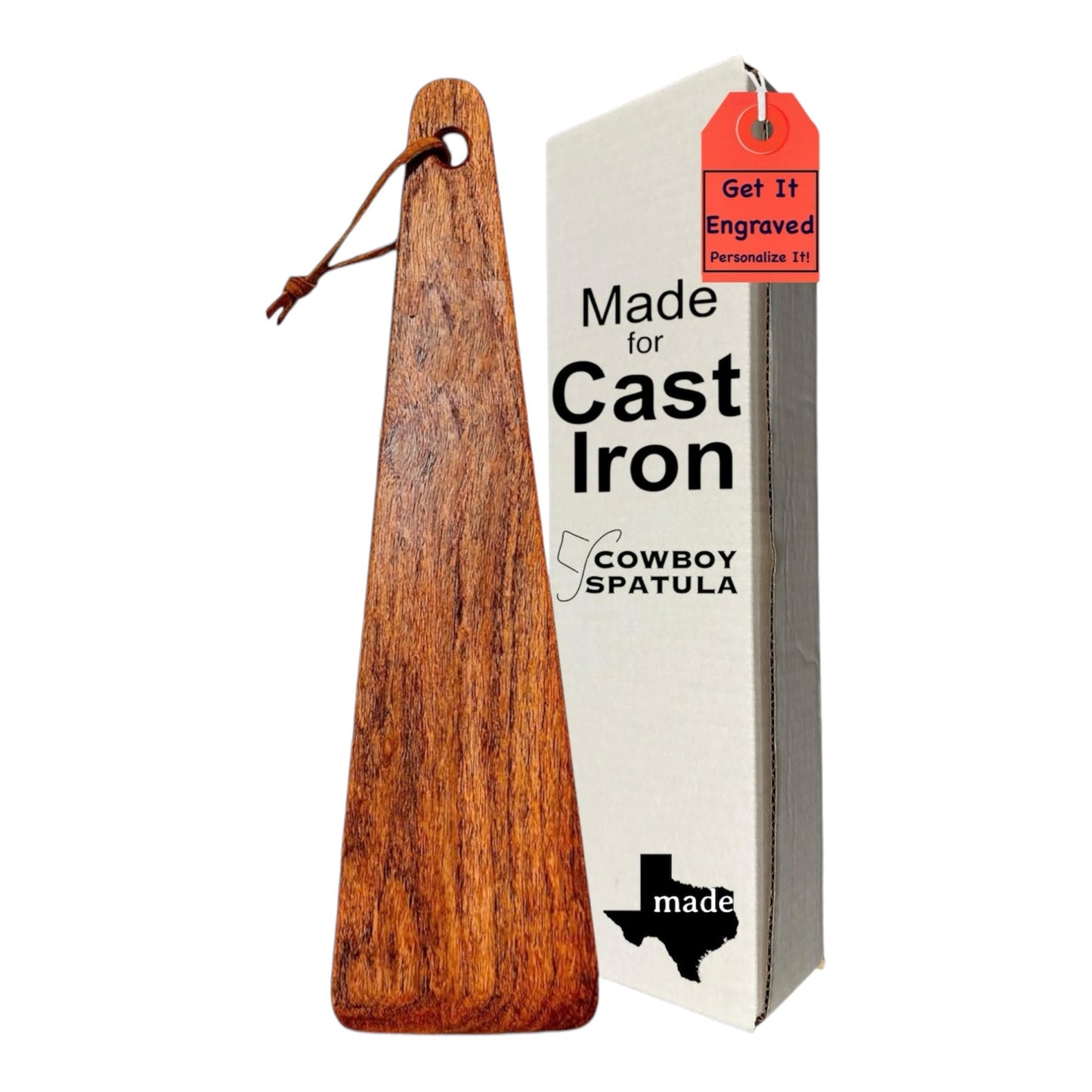 COWBOY SPATULA Mesquite Wood Spatula - Original Handmade in Texas Made in USA For Non stick Frying Pan, Cast Iron Skillet, griddle, baking, stainless steel